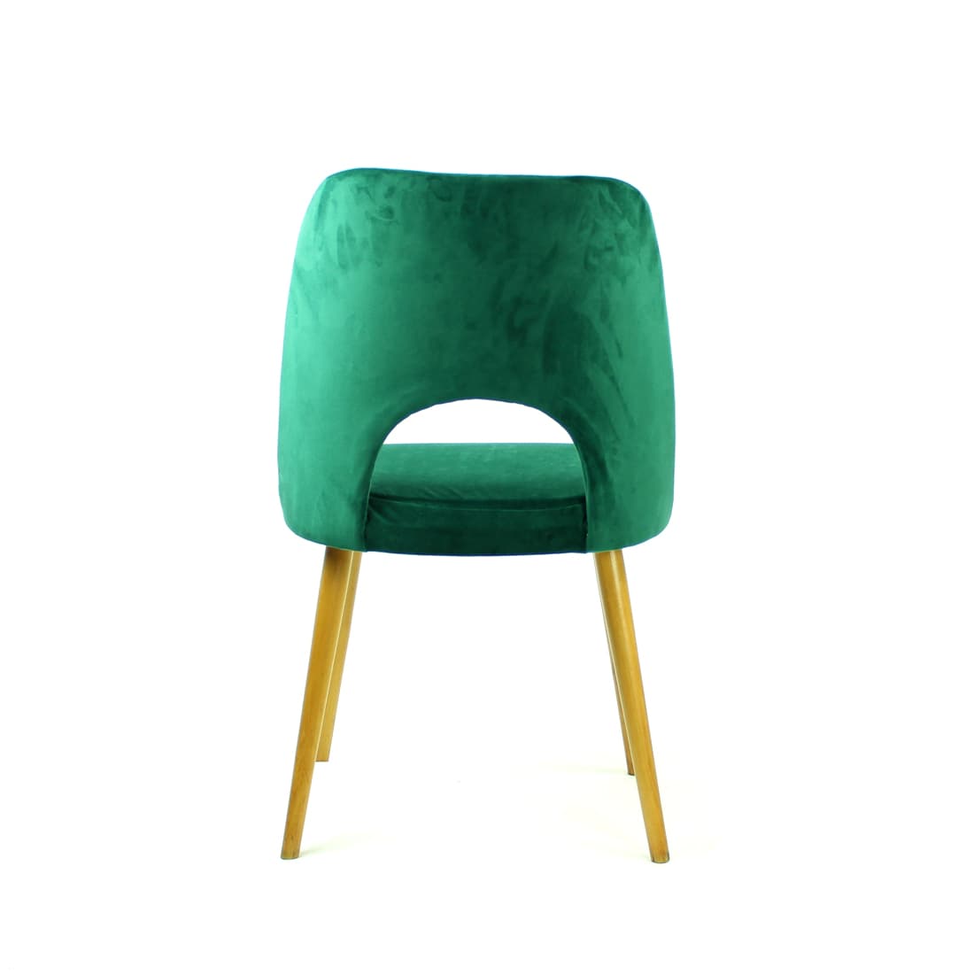 Komplet czterech krzeseł jadalnianych, velvet zielony, dąb jasny, proj. O. Haerdtl, TON, Czechosłowacja, lata 60. - 91207