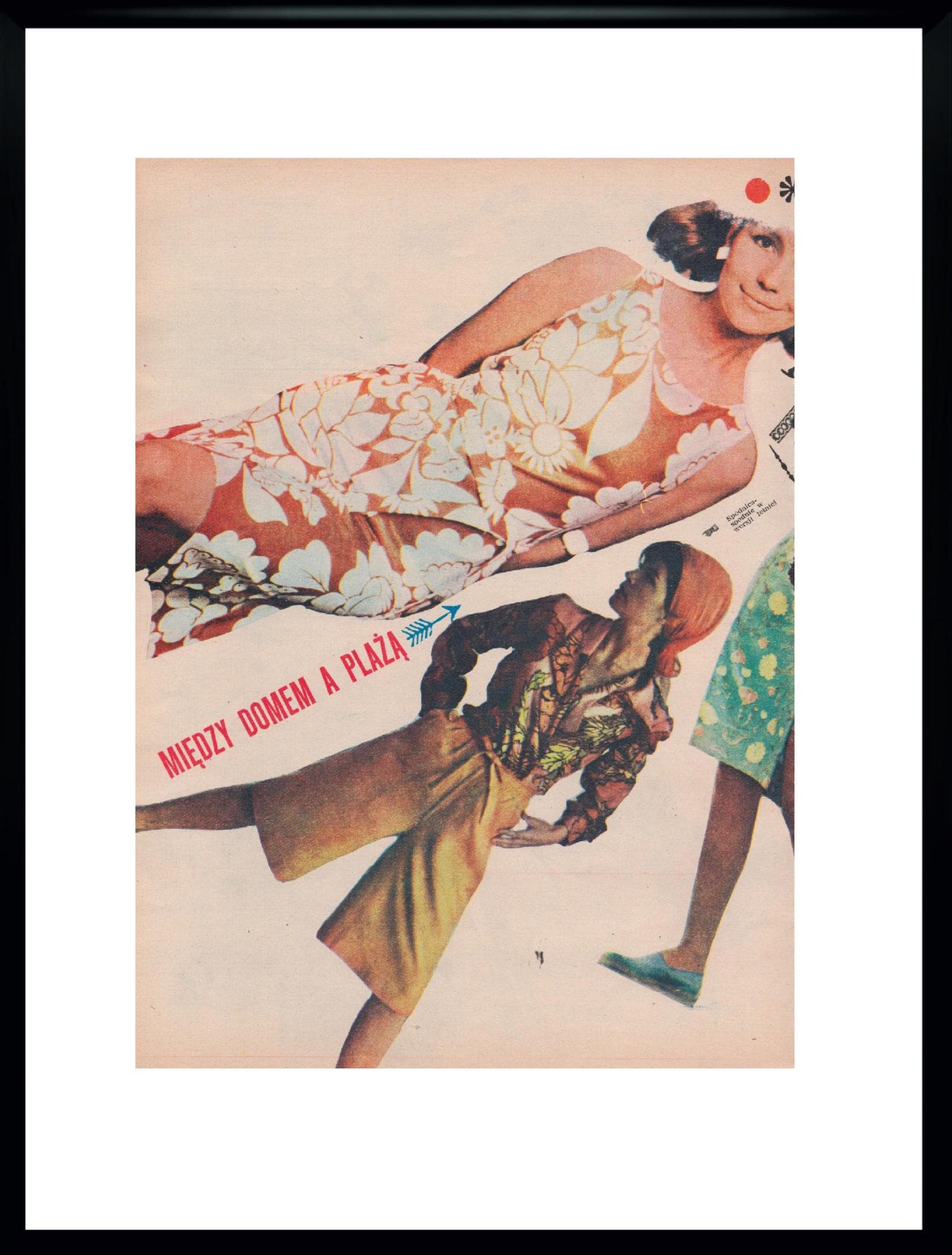 Press Collage Między Domem a Plażą 30x40 cm, multicolor paper, Poland, 1960s.