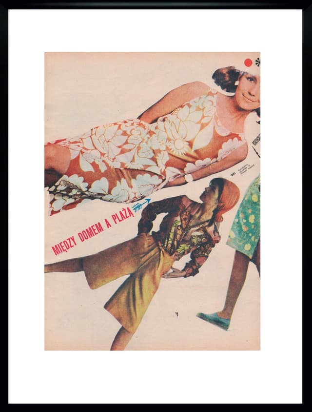 Press Collage Między Domem a Plażą 30x40 cm, multicolor paper, Poland, 1960s. - DIMENSION
