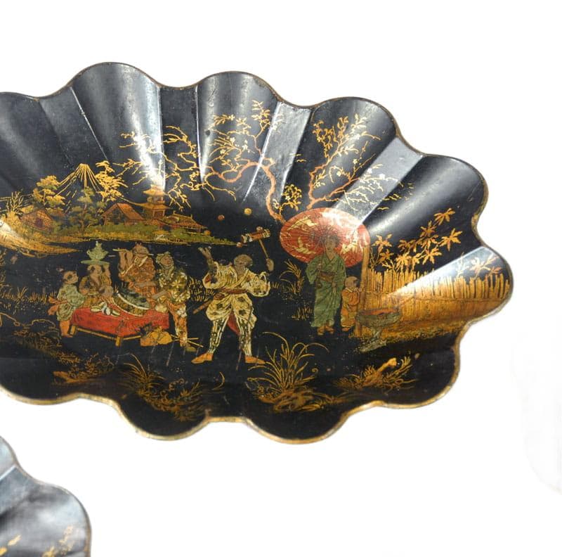 Black and Red Paper Mache Platter Set, France, 19th c. - 6258