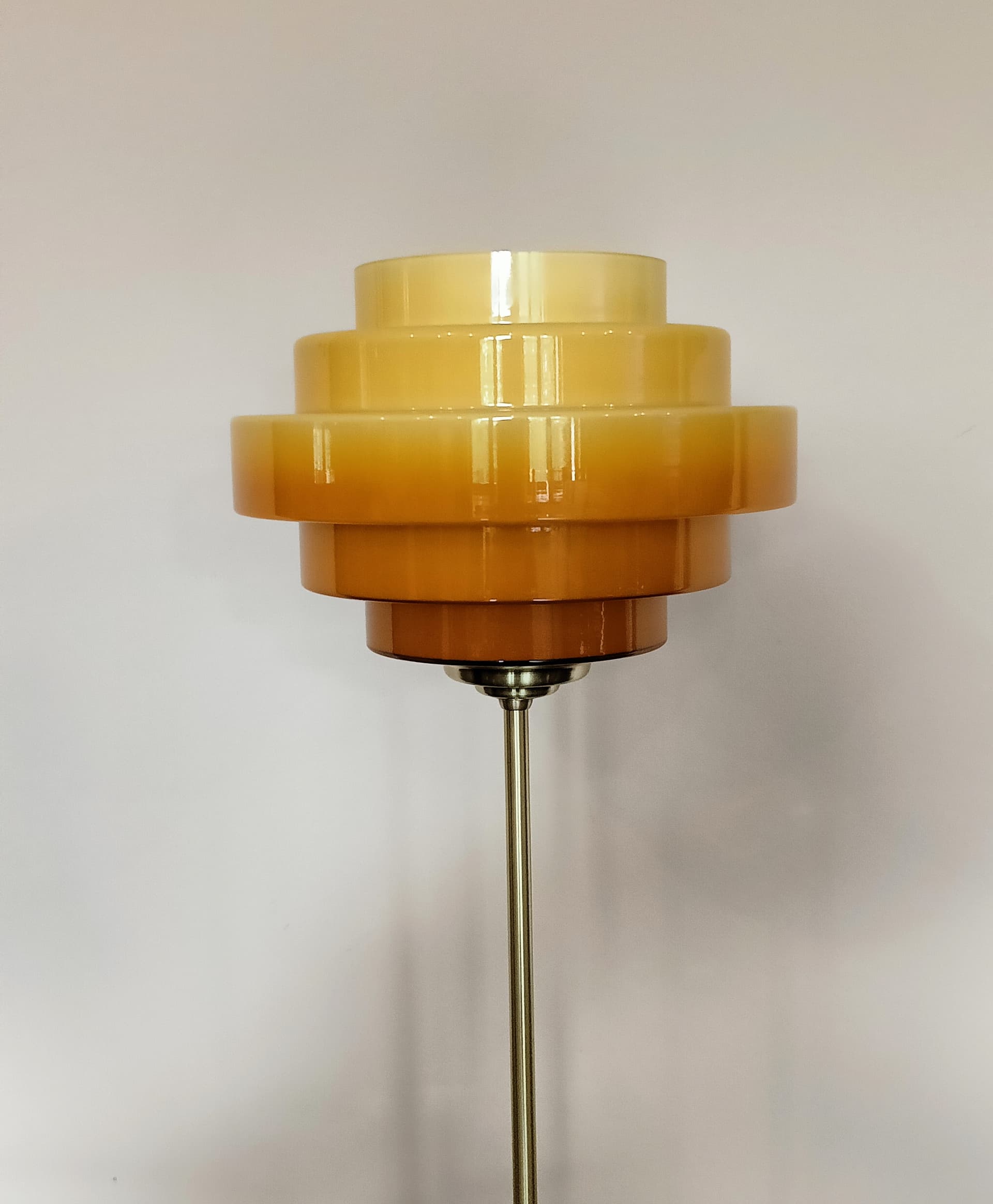 Lampa biurkowa, pomarańczowy, szkło, mosiądz, Niemcy, lata 70. - 80371