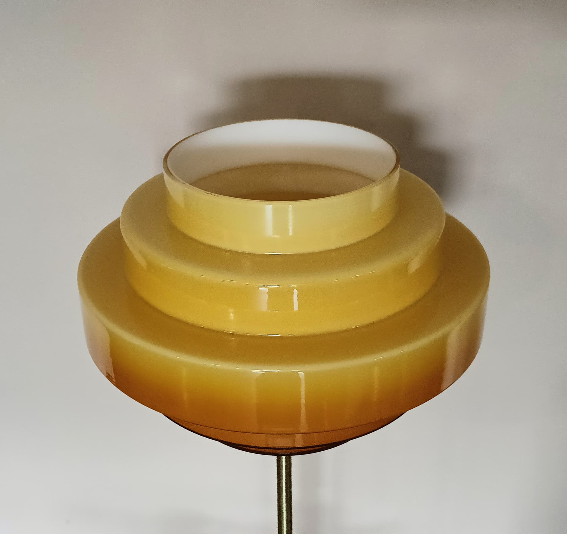 Lampa biurkowa, pomarańczowy, szkło, mosiądz, Niemcy, lata 70. - 80370