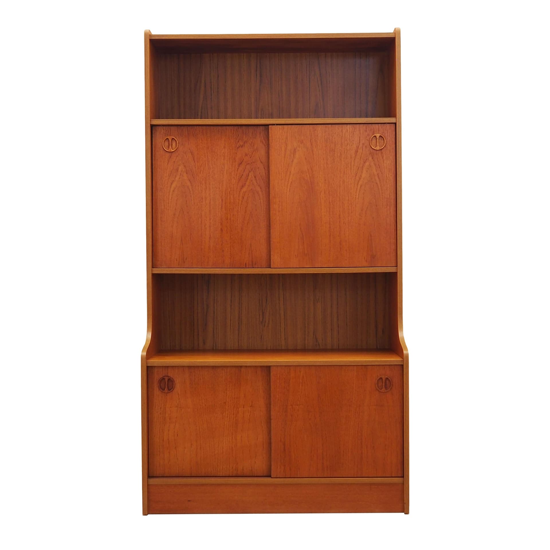 Bookcase, golden teak, Denmark, 1960s.