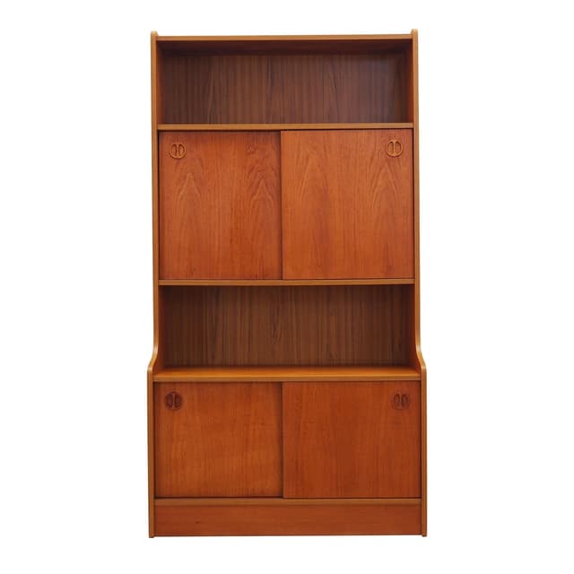 Bookcase, golden teak, Denmark, 1960s. - DIMENSION