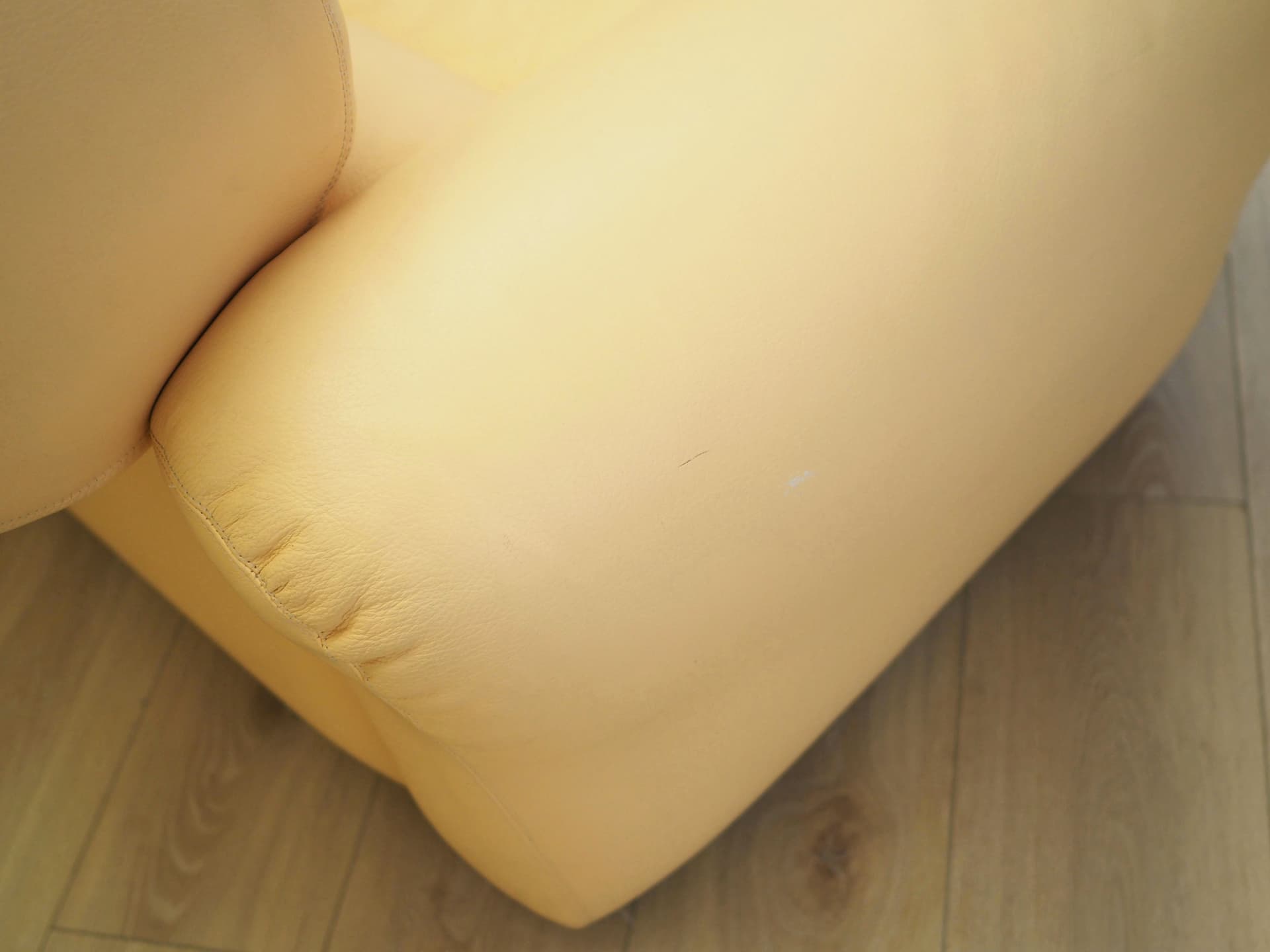 Sofa, żółty, skóra naturalna, Włochy, lata 60. - 81033