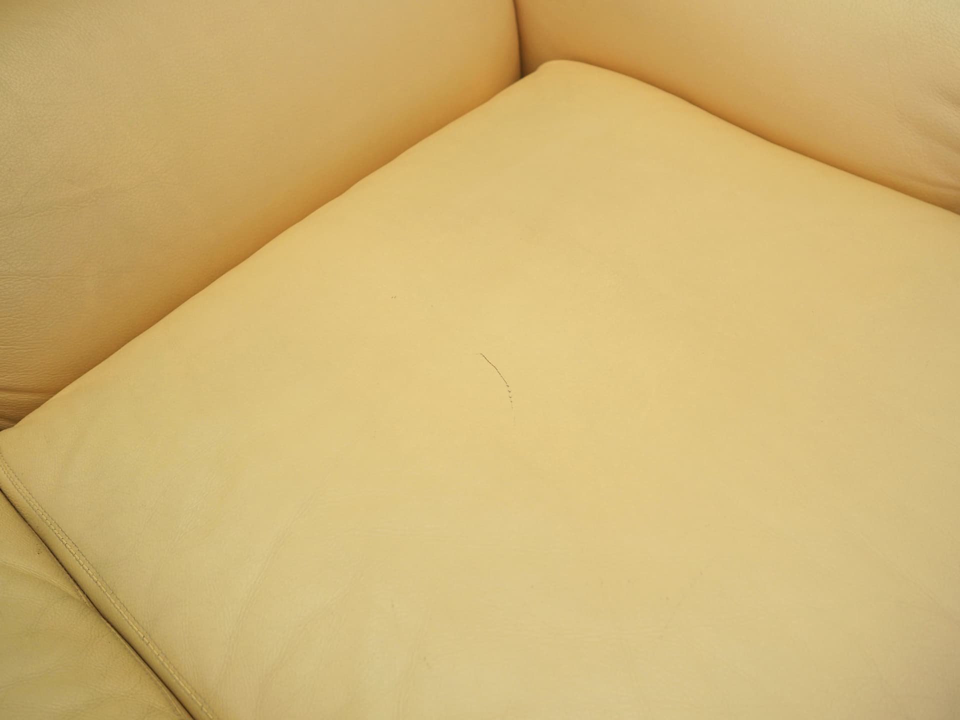 Sofa, żółty, skóra naturalna, Włochy, lata 60. - 81030