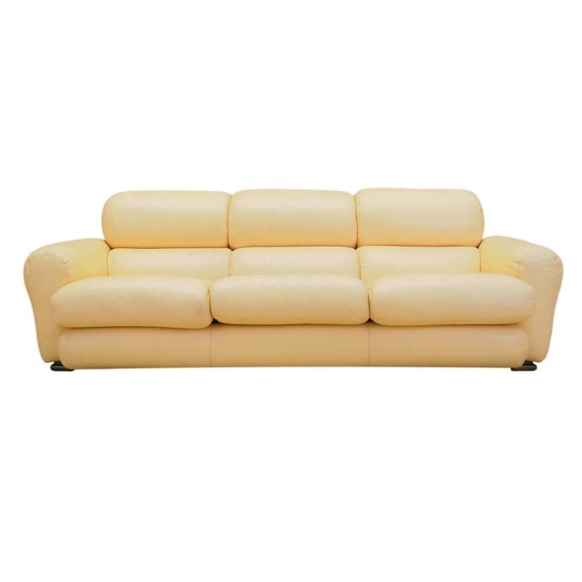 Sofa, żółty, skóra naturalna, Włochy, lata 60.