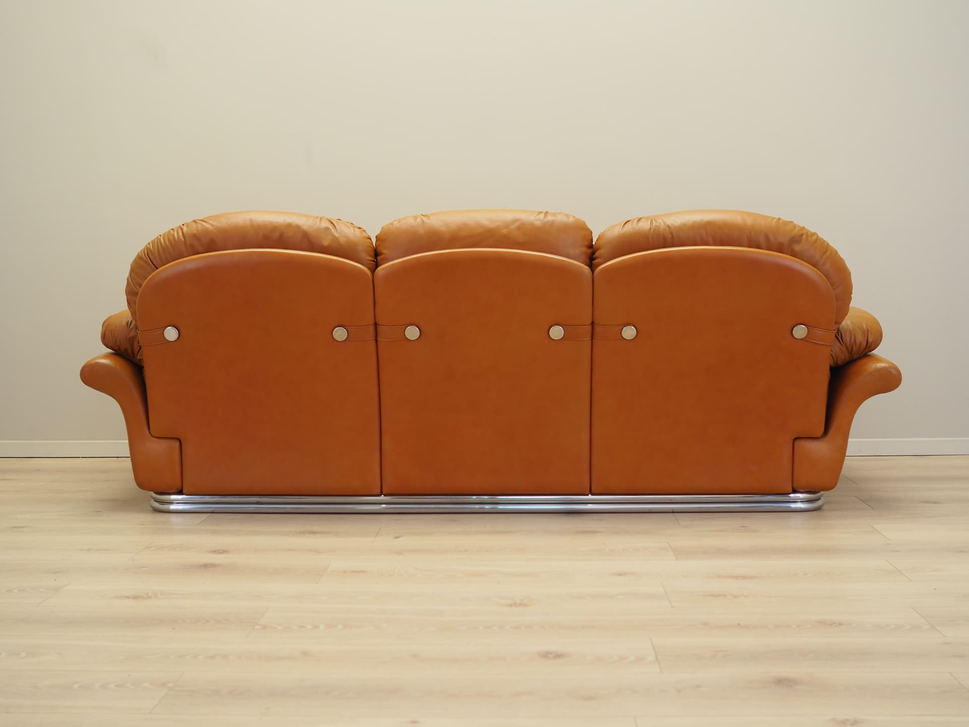 Sofa Space Age, skóra naturalna pomarańczowa, Włochy, lata 60. - 81373