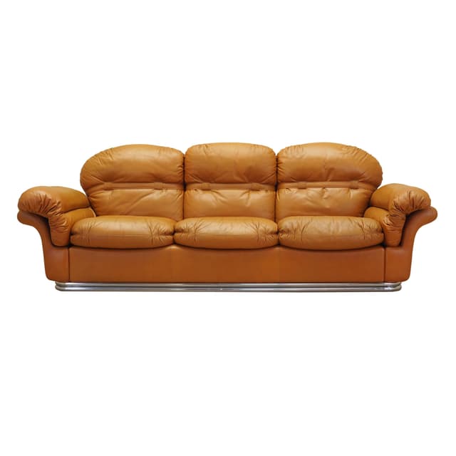 Sofa Space Age, skóra naturalna pomarańczowa, Włochy, lata 60. - WYMIARY