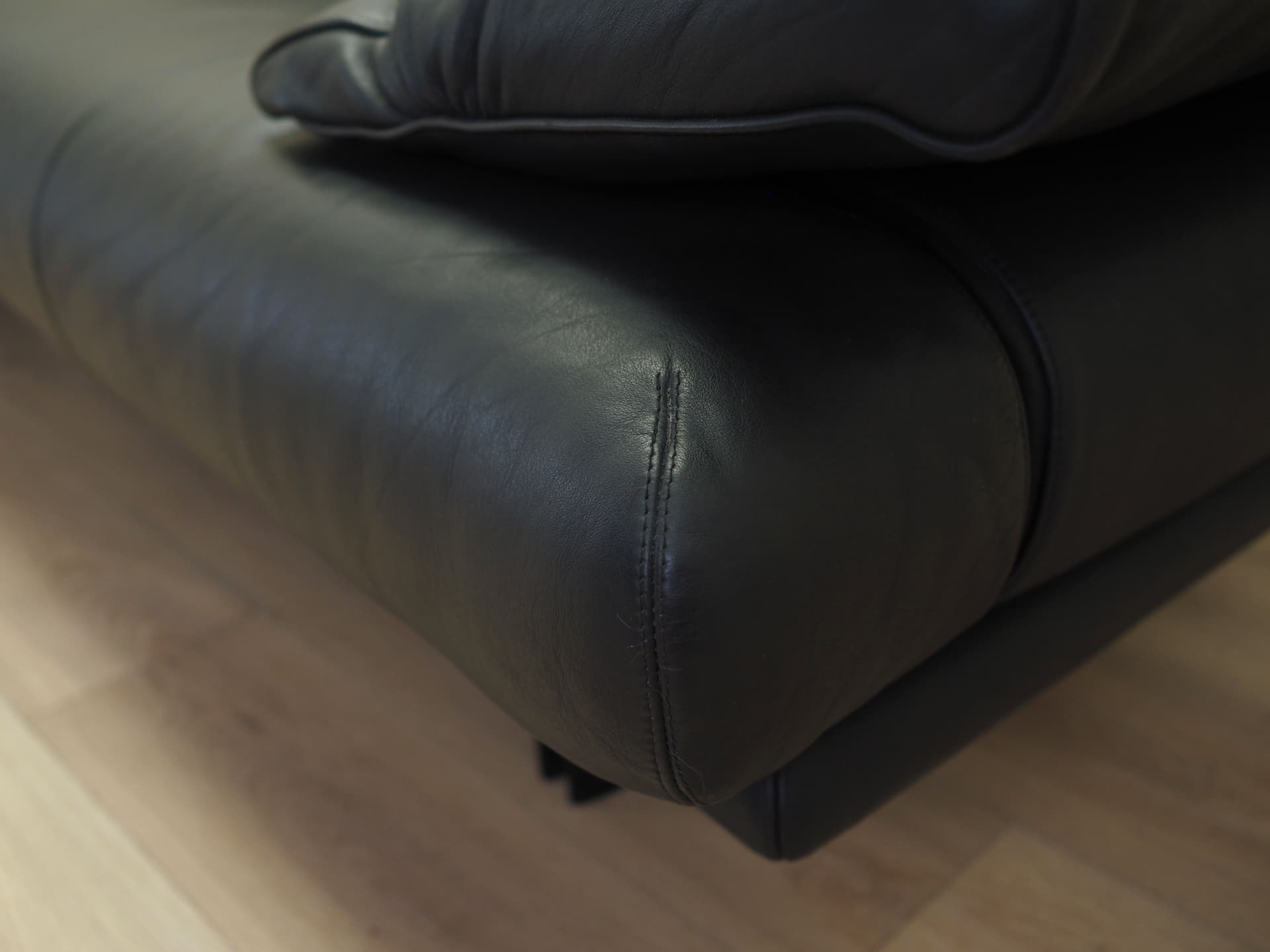 Sofa Alanda, skóra naturalna czarna, proj. P. Piva, B&B Italia, Włochy, lata 80. - 81591