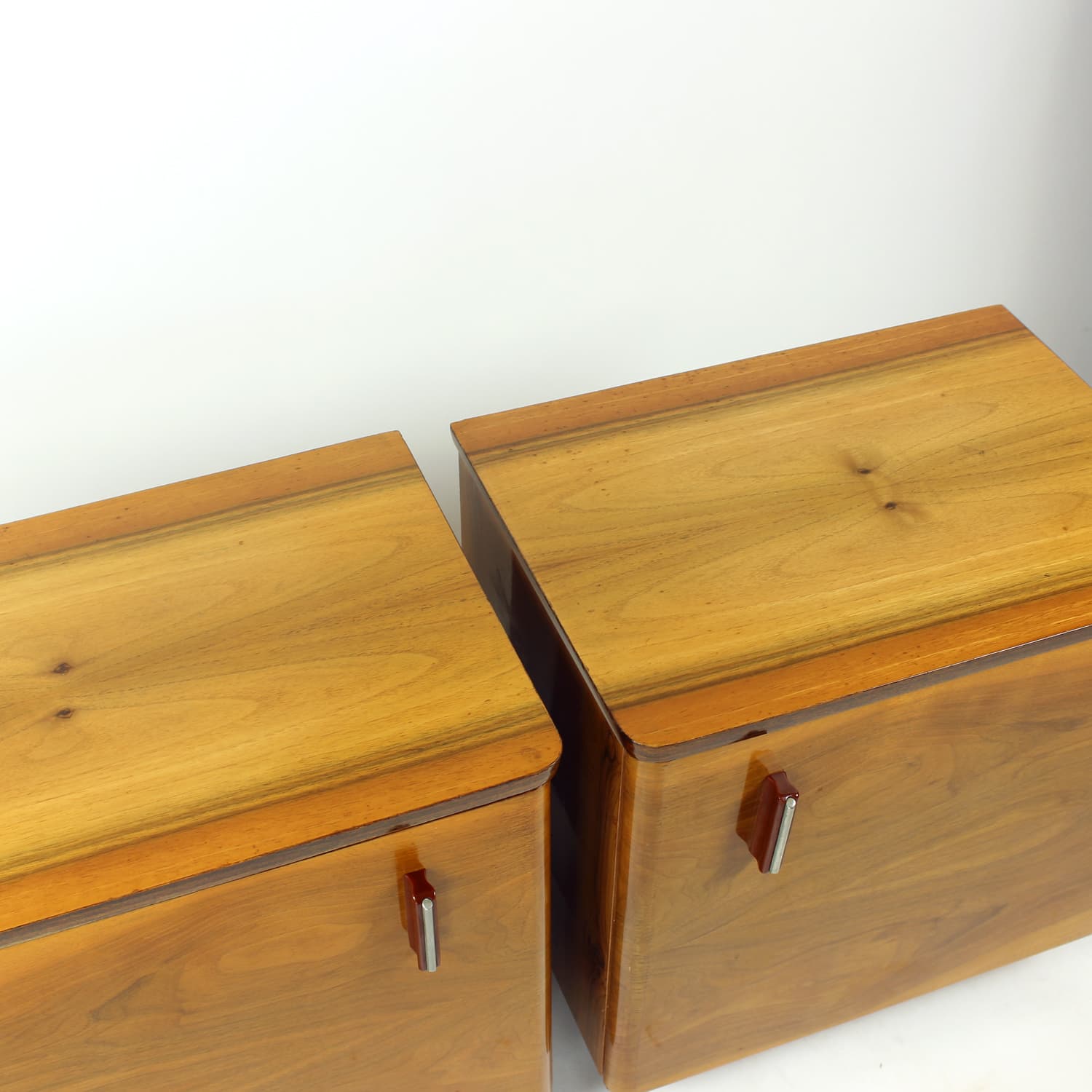 pair of nightstands, brown walnut, Czechoslovakia, 1960s - 91394