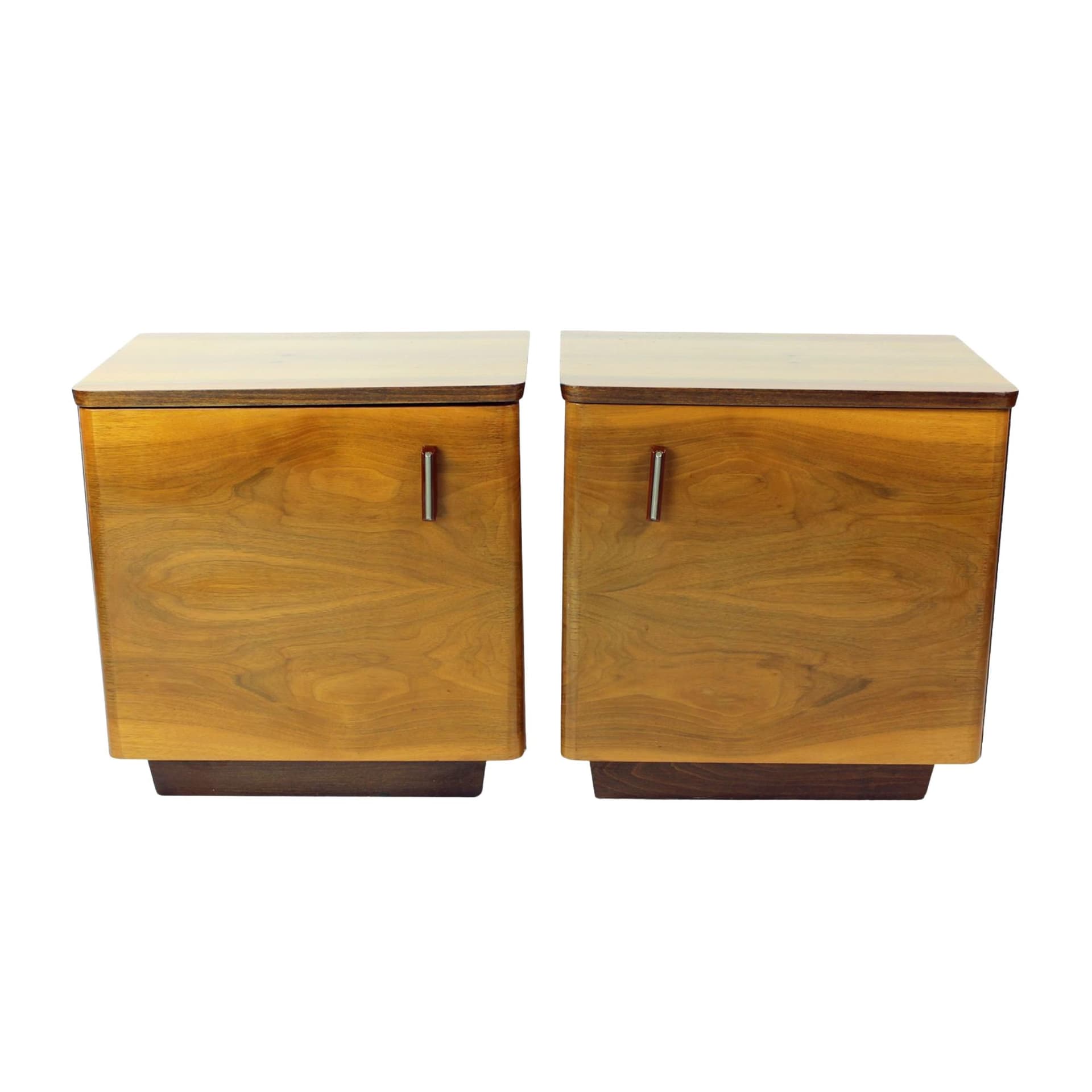 pair of nightstands, brown walnut, Czechoslovakia, 1960s