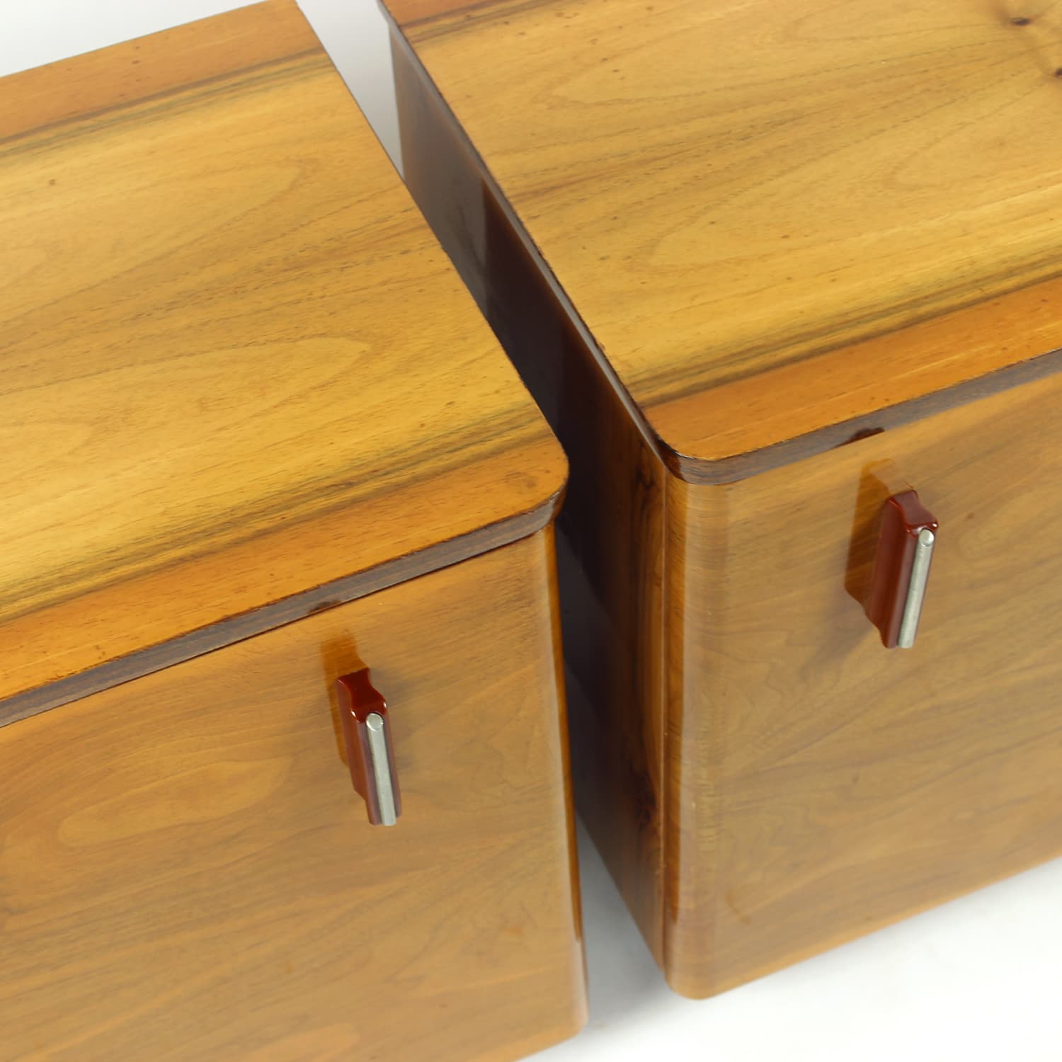 pair of nightstands, brown walnut, Czechoslovakia, 1960s - 91393