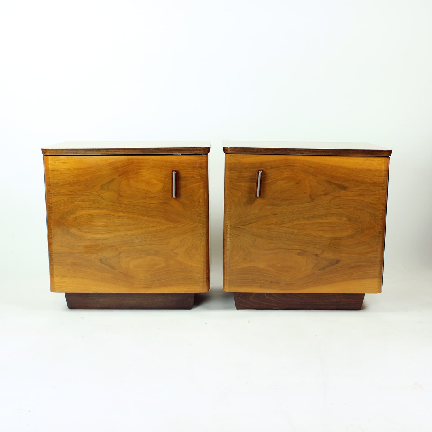 pair of nightstands, brown walnut, Czechoslovakia, 1960s - 91387