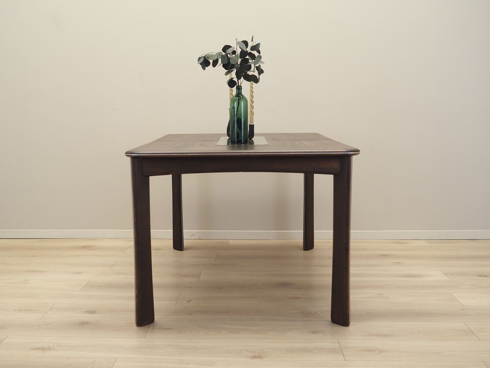 Dining Table, dark brown oak, metal, Uldum Møbelfabrik, Denmark, 1970s. - 81840