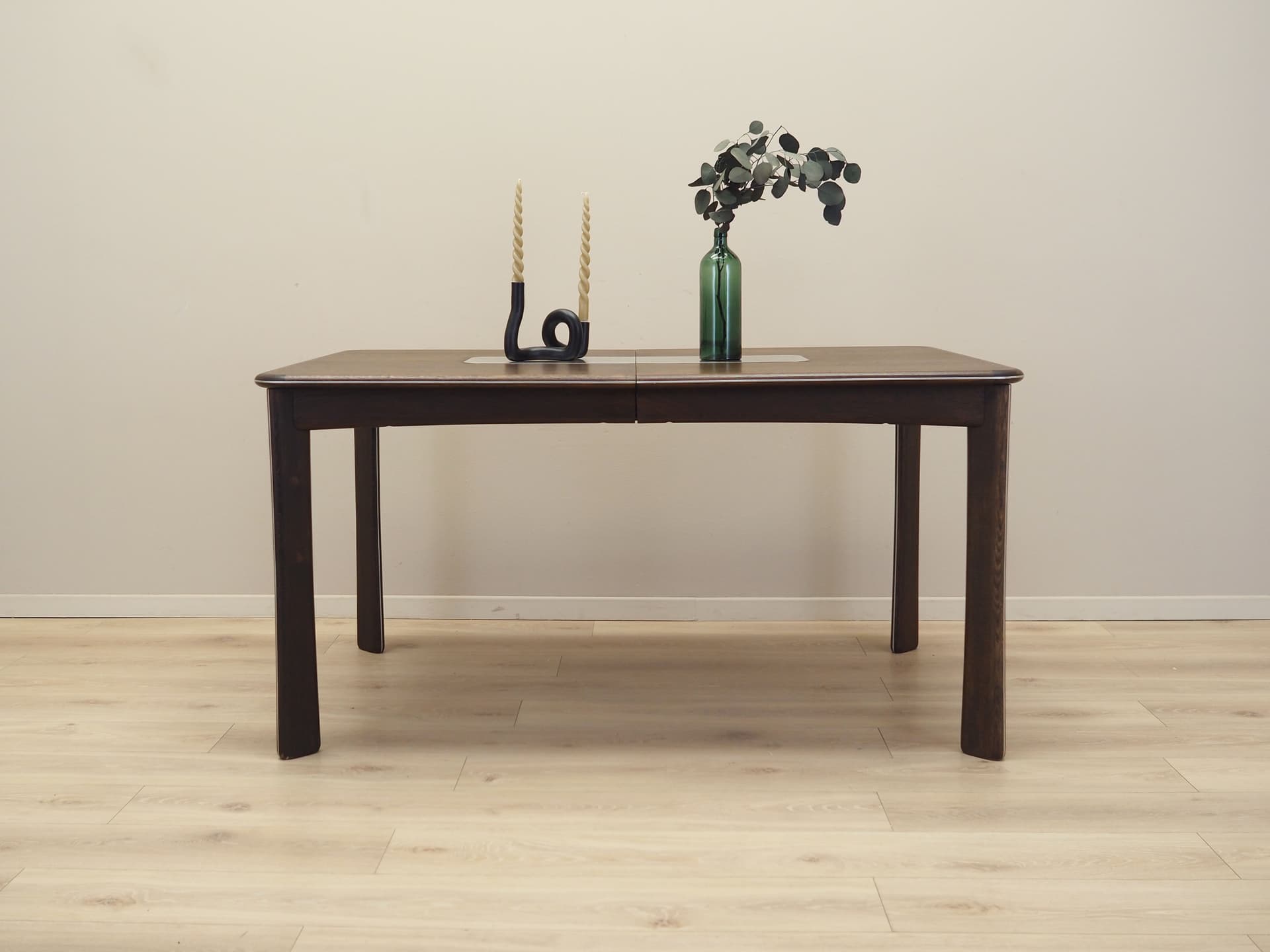 Dining Table, dark brown oak, metal, Uldum Møbelfabrik, Denmark, 1970s. - 81838