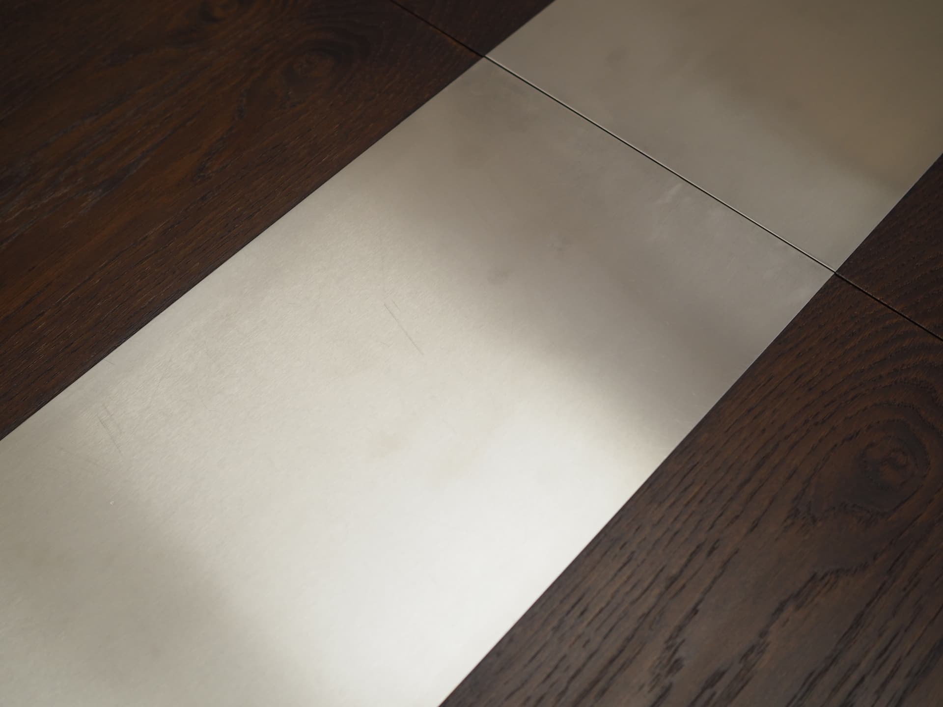 Dining Table, dark brown oak, metal, Uldum Møbelfabrik, Denmark, 1970s. - 81851