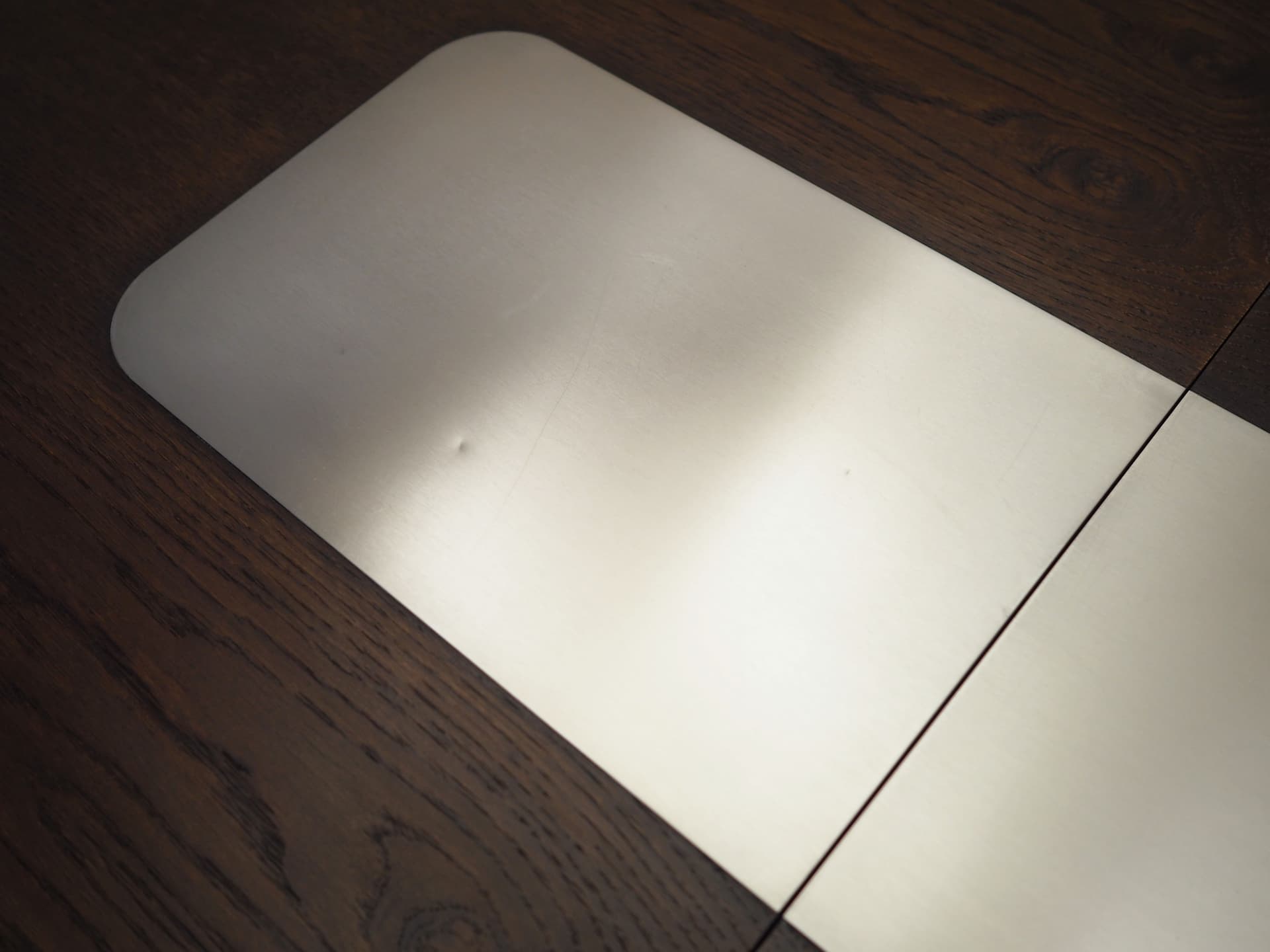 Dining Table, dark brown oak, metal, Uldum Møbelfabrik, Denmark, 1970s. - 81843