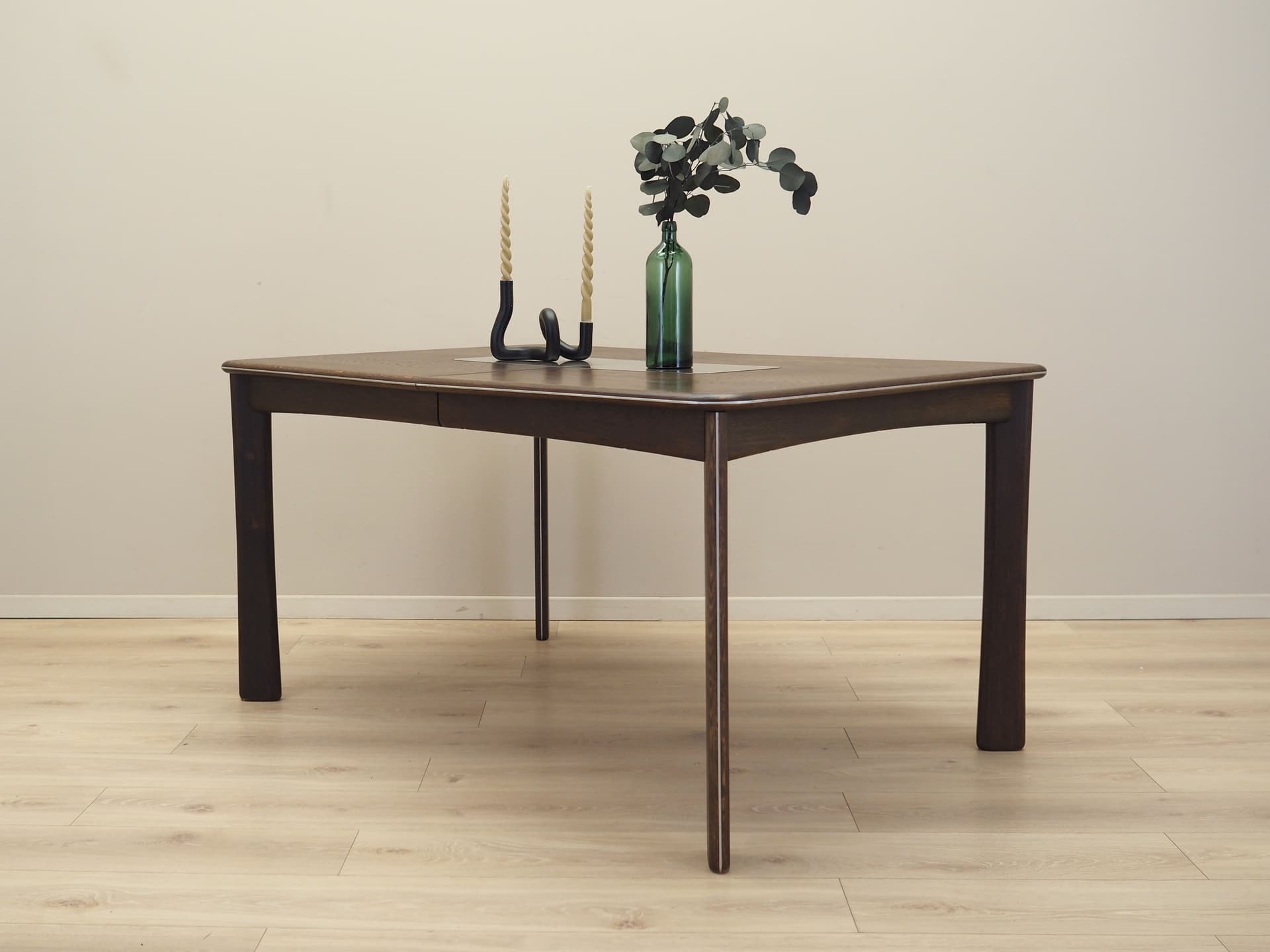 Dining Table, dark brown oak, metal, Uldum Møbelfabrik, Denmark, 1970s. - 81839