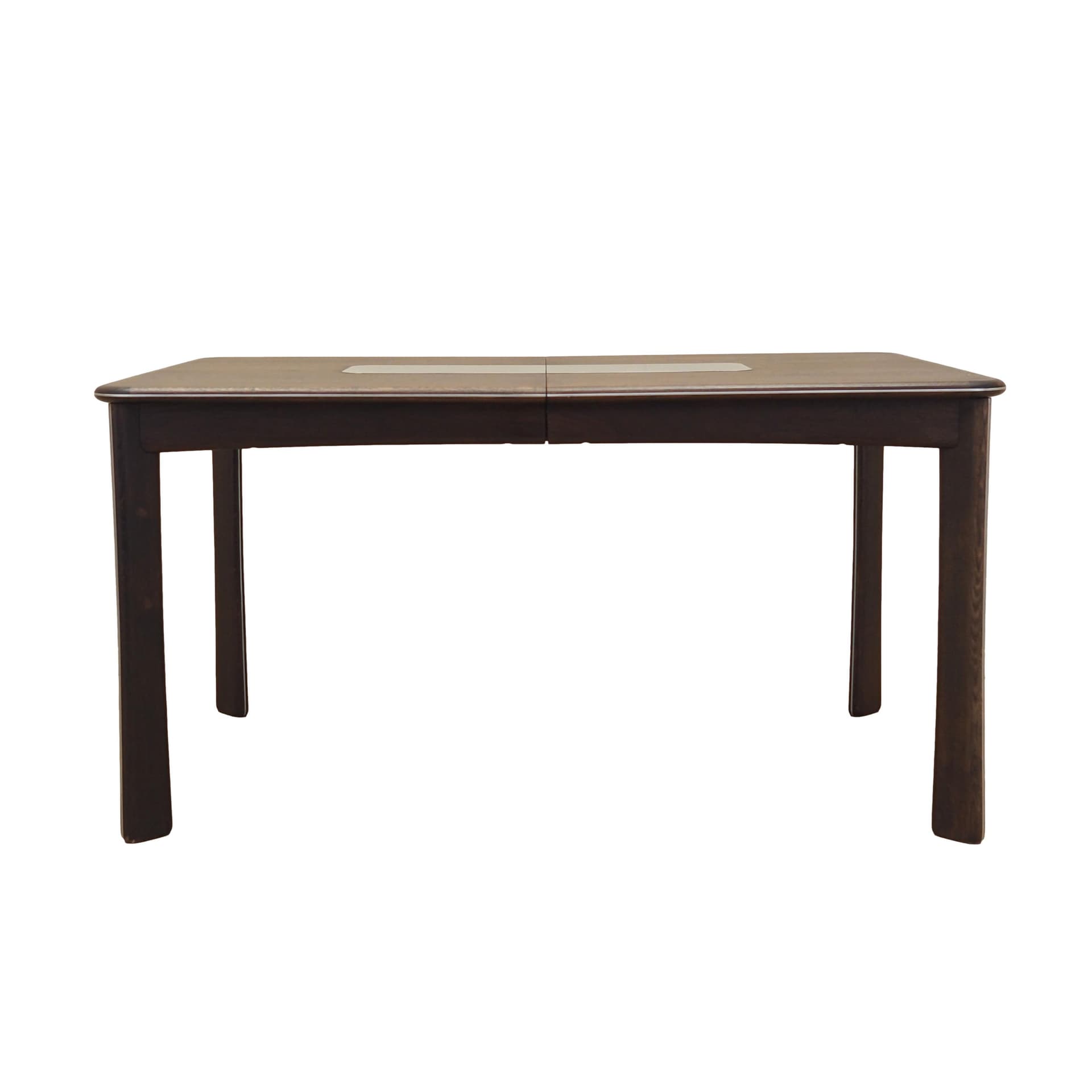 Dining Table, dark brown oak, metal, Uldum Møbelfabrik, Denmark, 1970s.