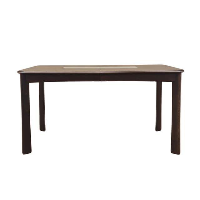 Dining Table, dark brown oak, metal, Uldum Møbelfabrik, Denmark, 1970s. - DIMENSION