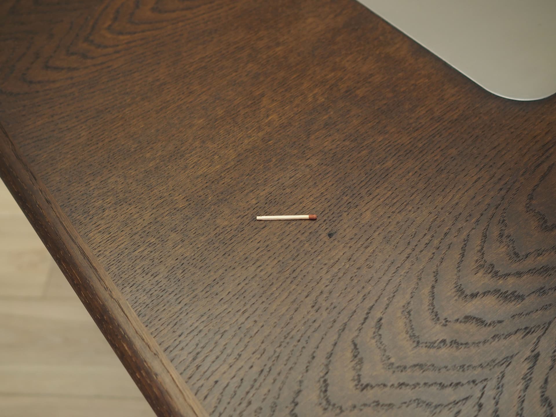 Dining Table, dark brown oak, metal, Uldum Møbelfabrik, Denmark, 1970s. - 81842