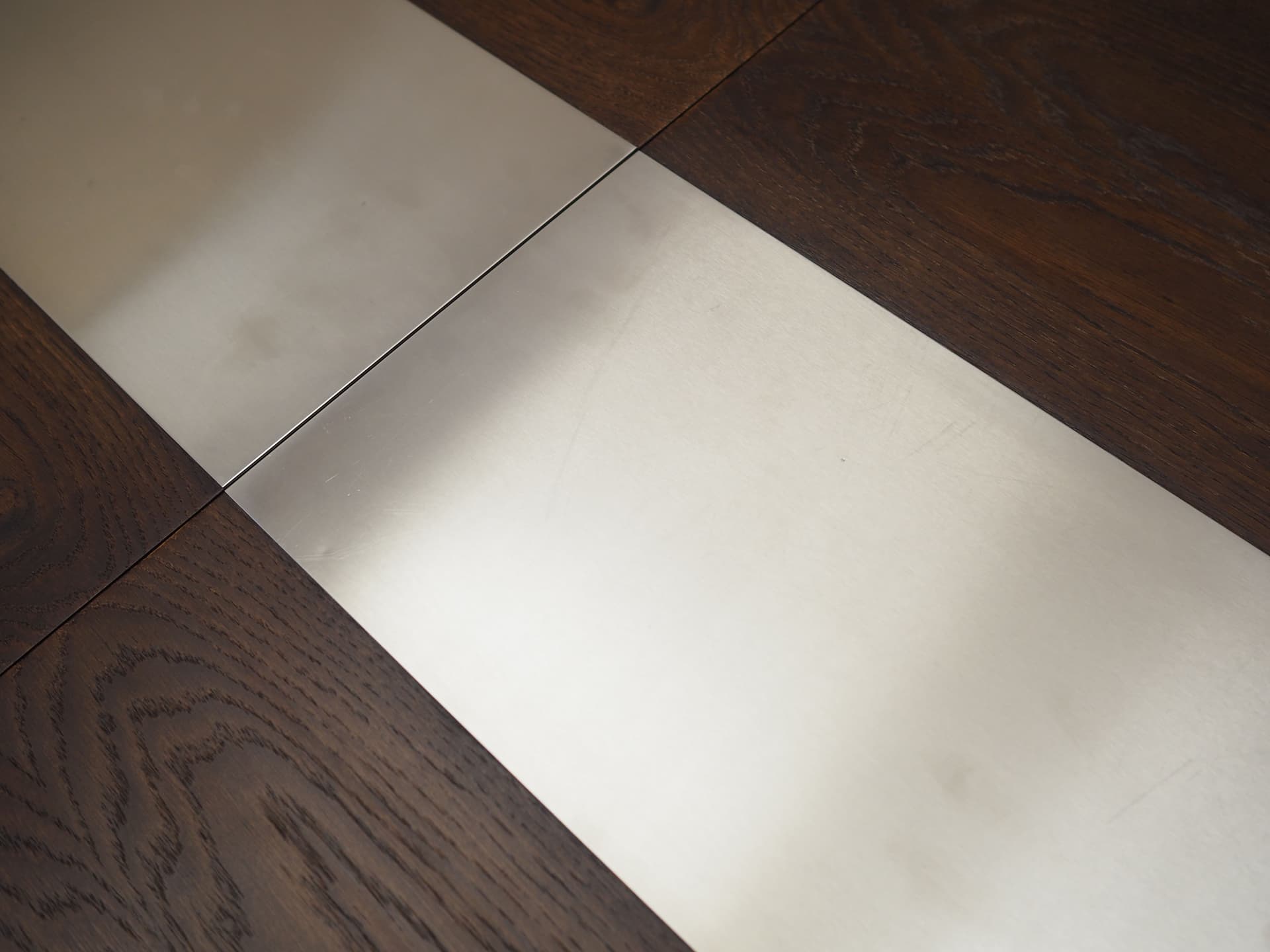 Dining Table, dark brown oak, metal, Uldum Møbelfabrik, Denmark, 1970s. - 81850