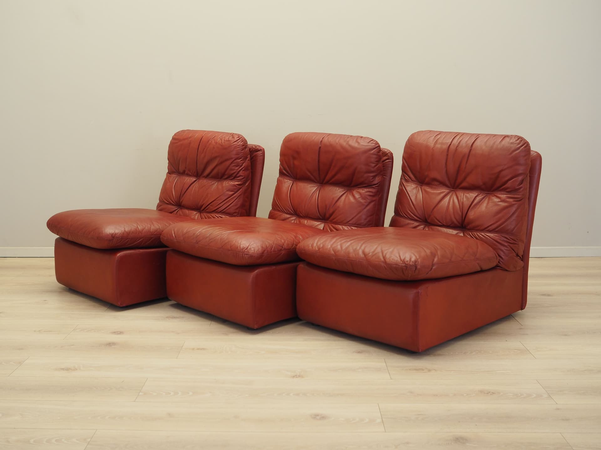 Sofa modułowa, bordowy, skóra naturalna, Włochy, lata 60. - 81868
