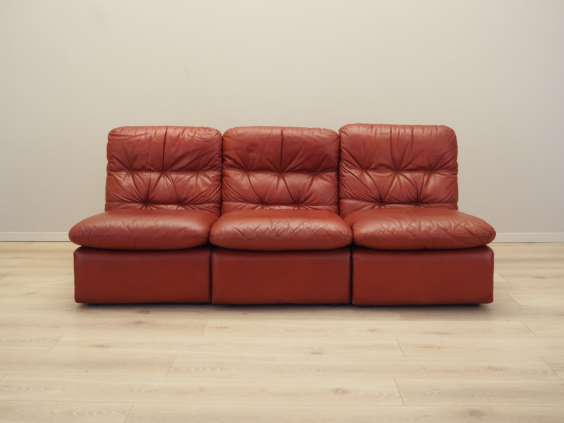 Sofa modułowa, bordowy, skóra naturalna, Włochy, lata 60. - 81869