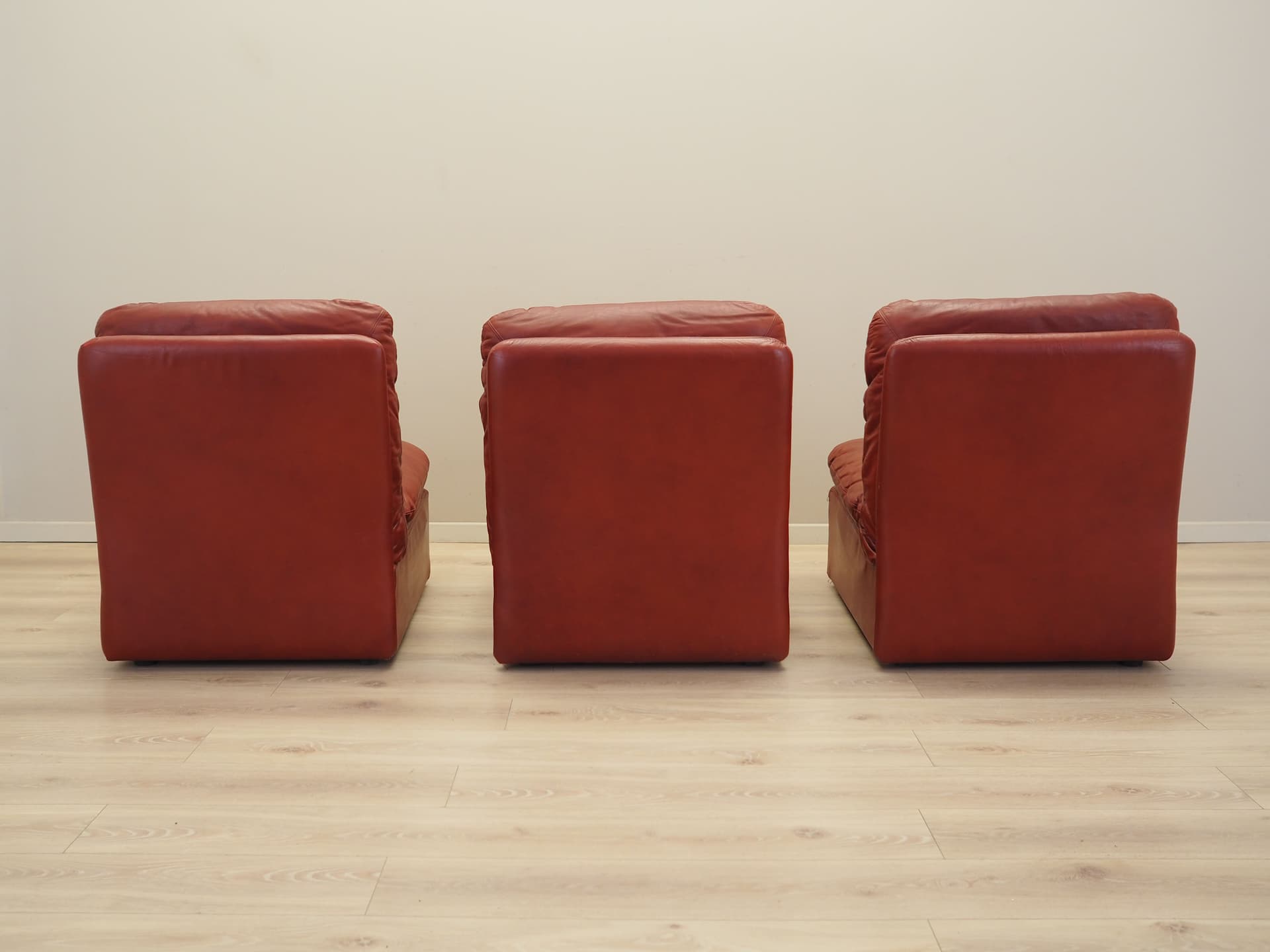 Sofa modułowa, bordowy, skóra naturalna, Włochy, lata 60. - 81874