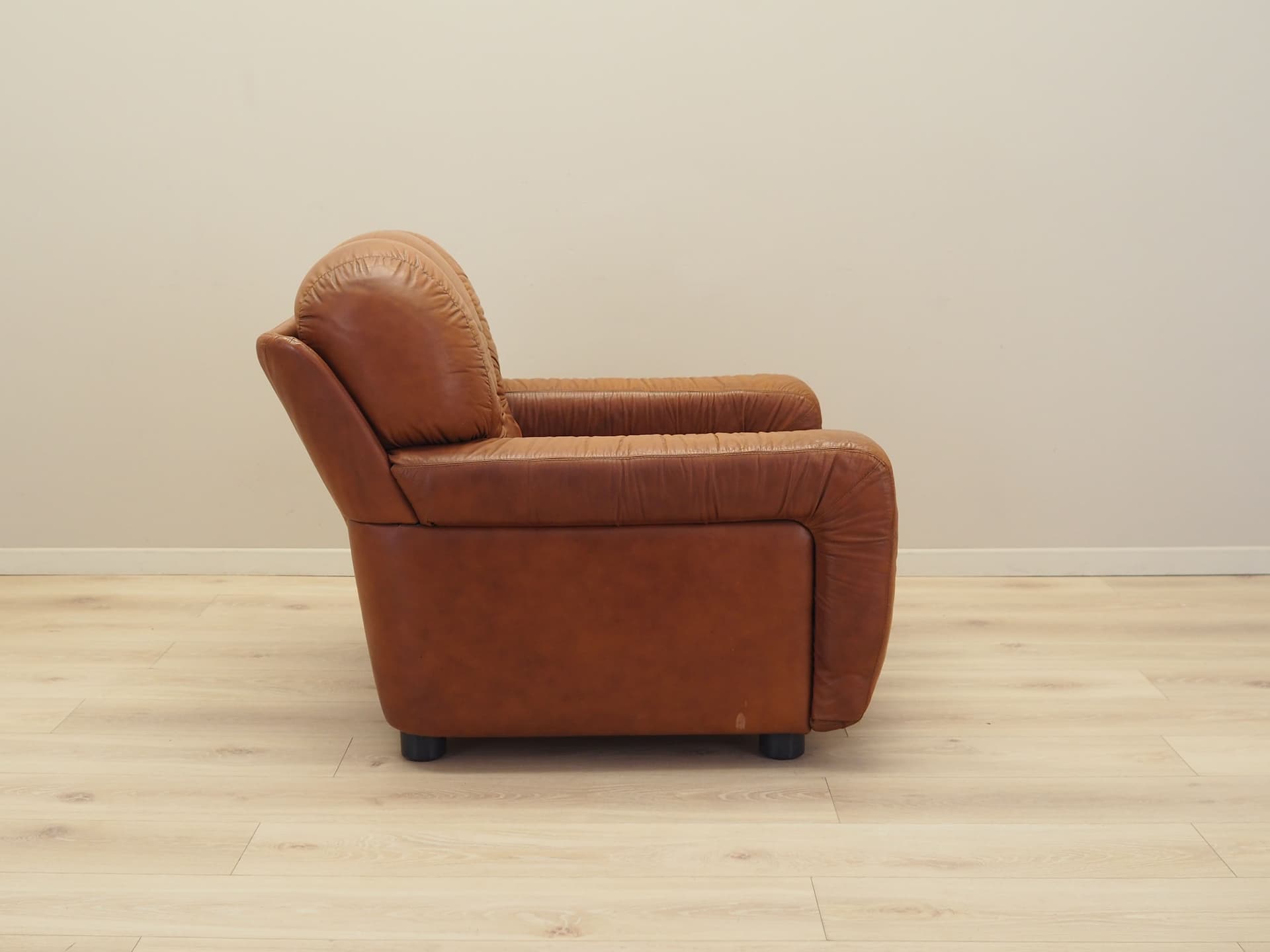 Armchair, brown natural leather, Italy, 1970s. - 81898