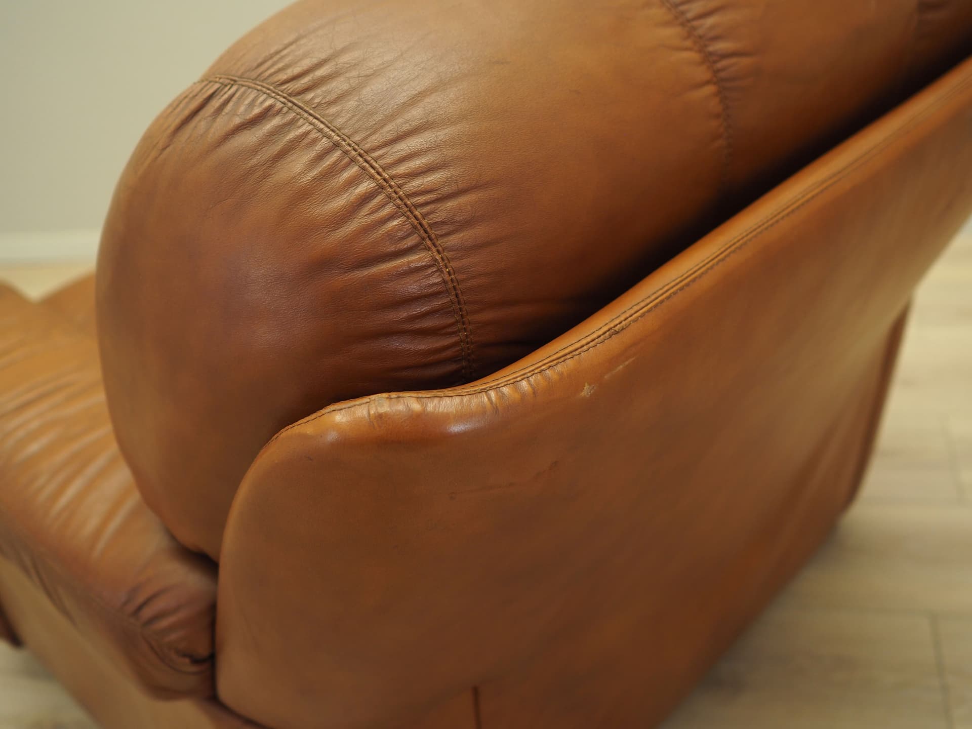 Armchair, brown natural leather, Italy, 1970s. - 81908