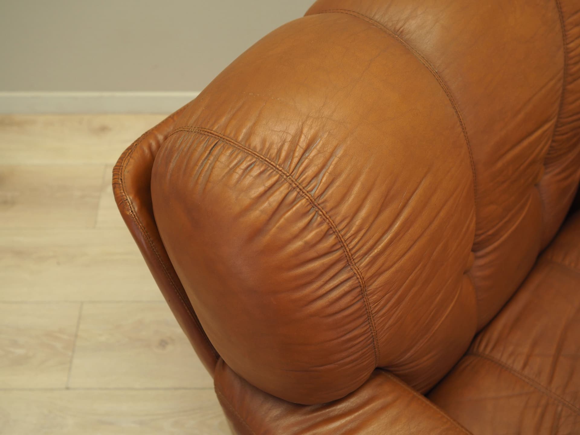 Armchair, brown natural leather, Italy, 1970s. - 81899
