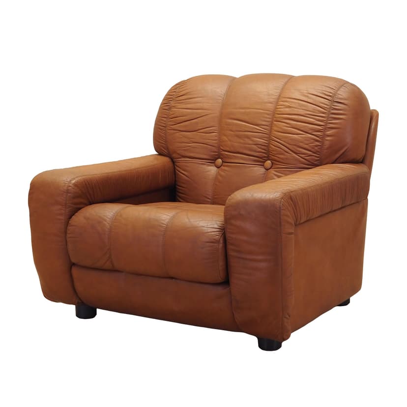 Armchair, brown natural leather, Italy, 1970s.