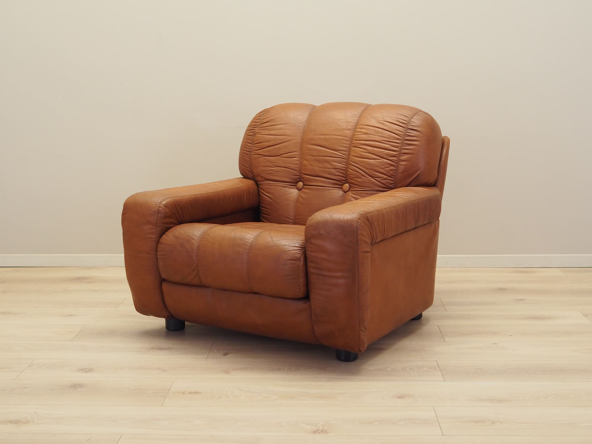 Armchair, brown natural leather, Italy, 1970s. - 81895