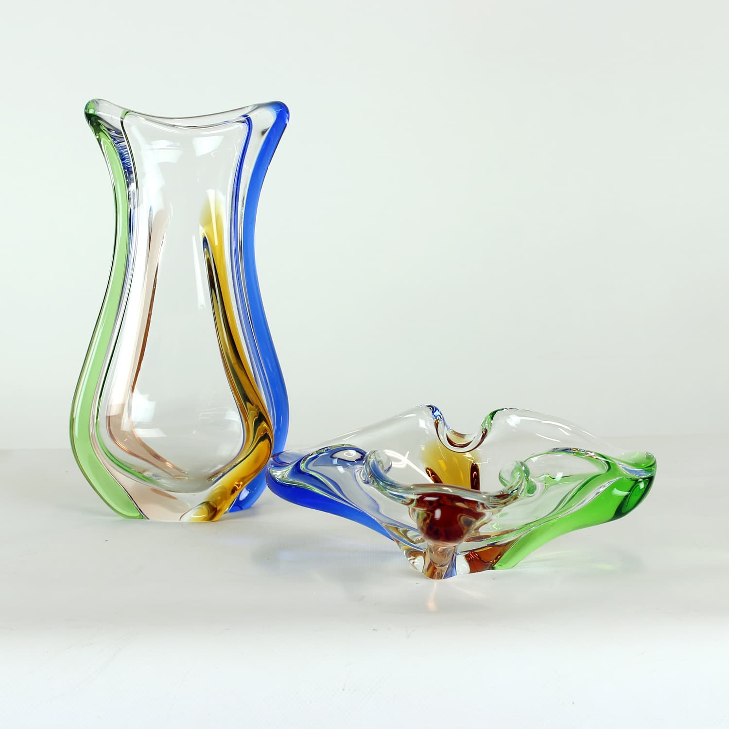 Misa dekoracyjna Rhapsody, multikolor, szkło, proj. F. Zemek, Czechosłowacja, lata 60. - 91412