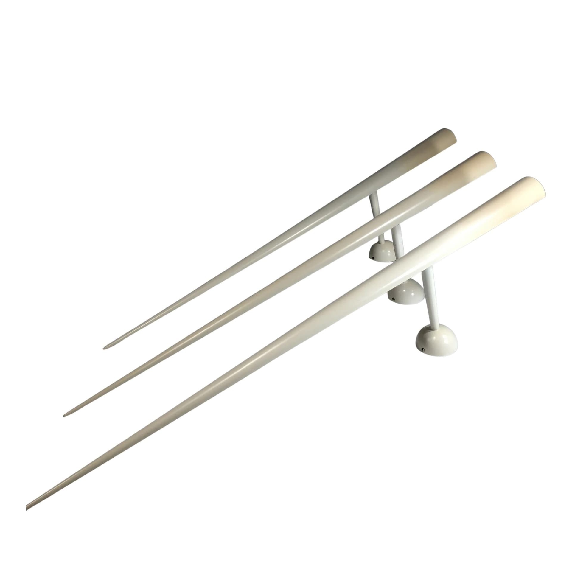 Komplet trzech kinkietów Trylon, ivory white, metal, proj. G. Derrain, Włochy, lata 80.