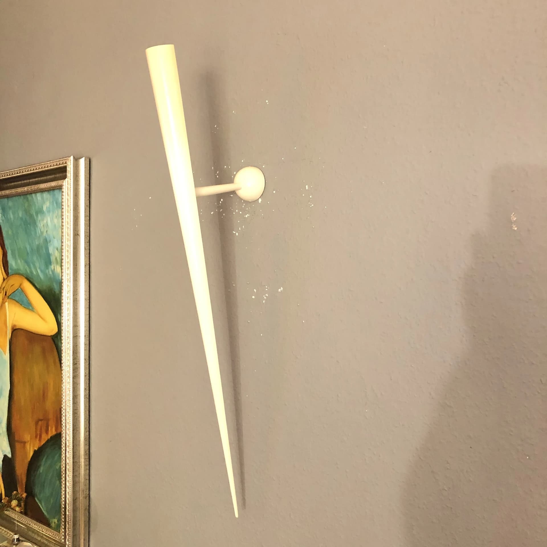 Komplet trzech kinkietów Trylon, ivory white, metal, proj. G. Derrain, Włochy, lata 80. - 82155