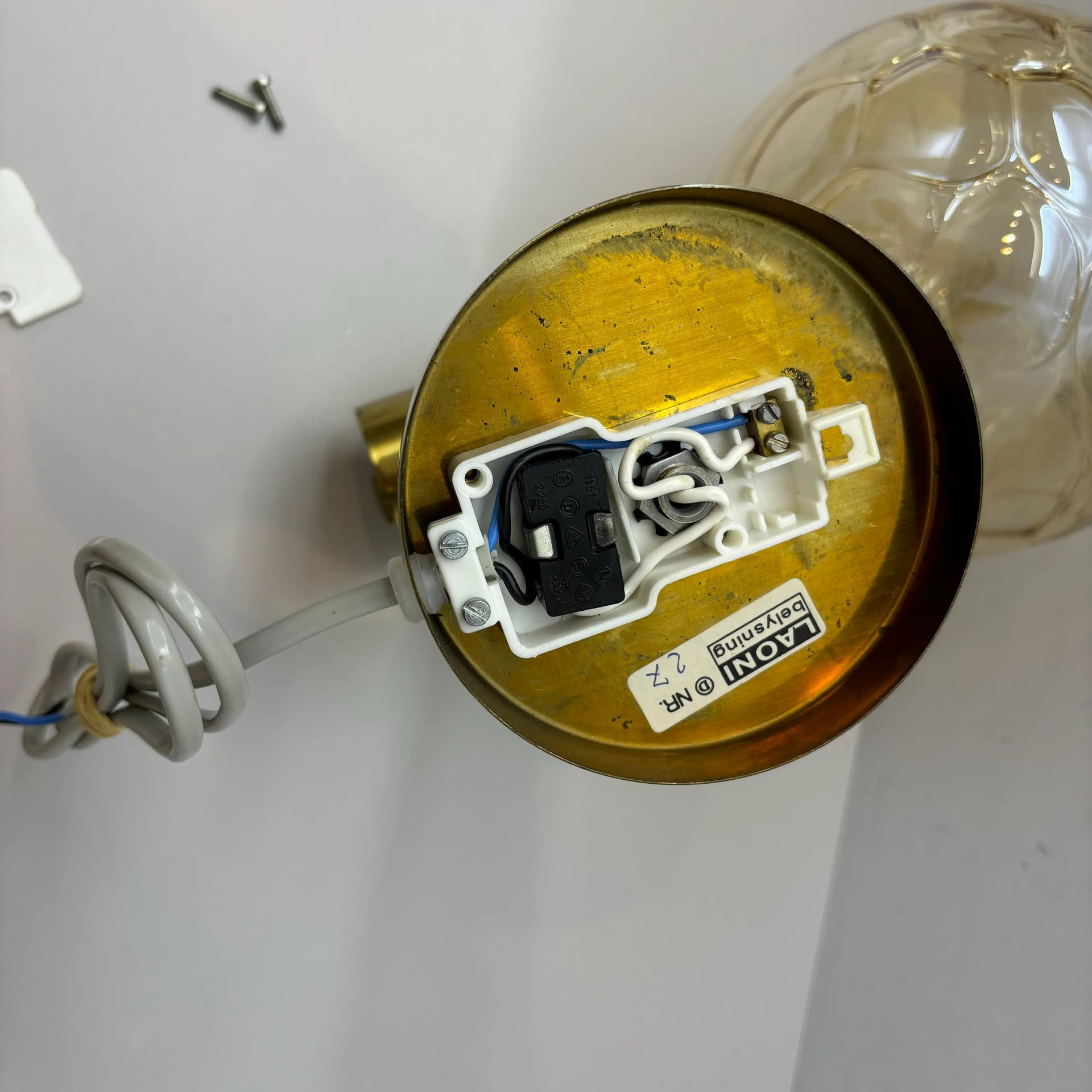 Para kinkietów, złoty, mosiądz, Laoni Belysning, Dania, lata 70. - 82197