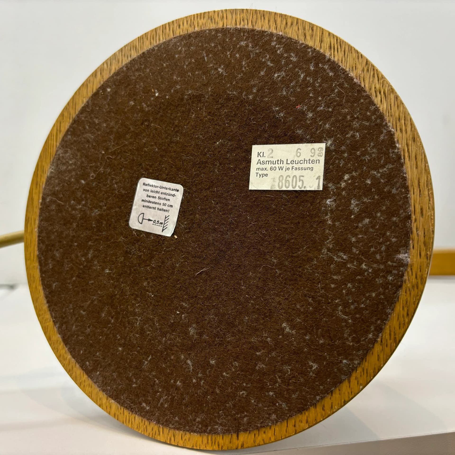 Desk lamp, light brown oak, brass, Germany, 1980s. - 82212