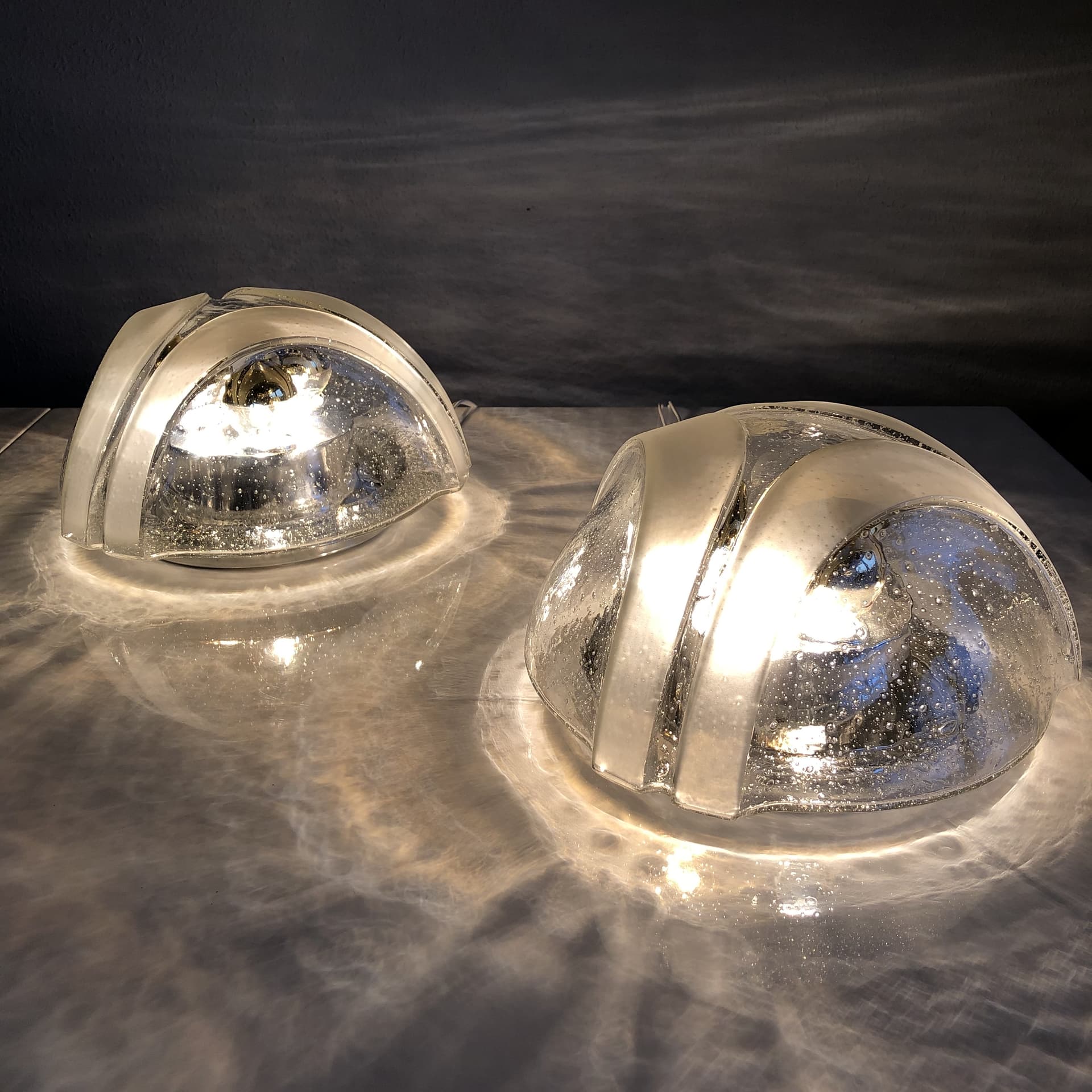 Set of wall sconces, bubble glass golden, Höffmeister-Leuchten, Germany, 1980s. - 82266