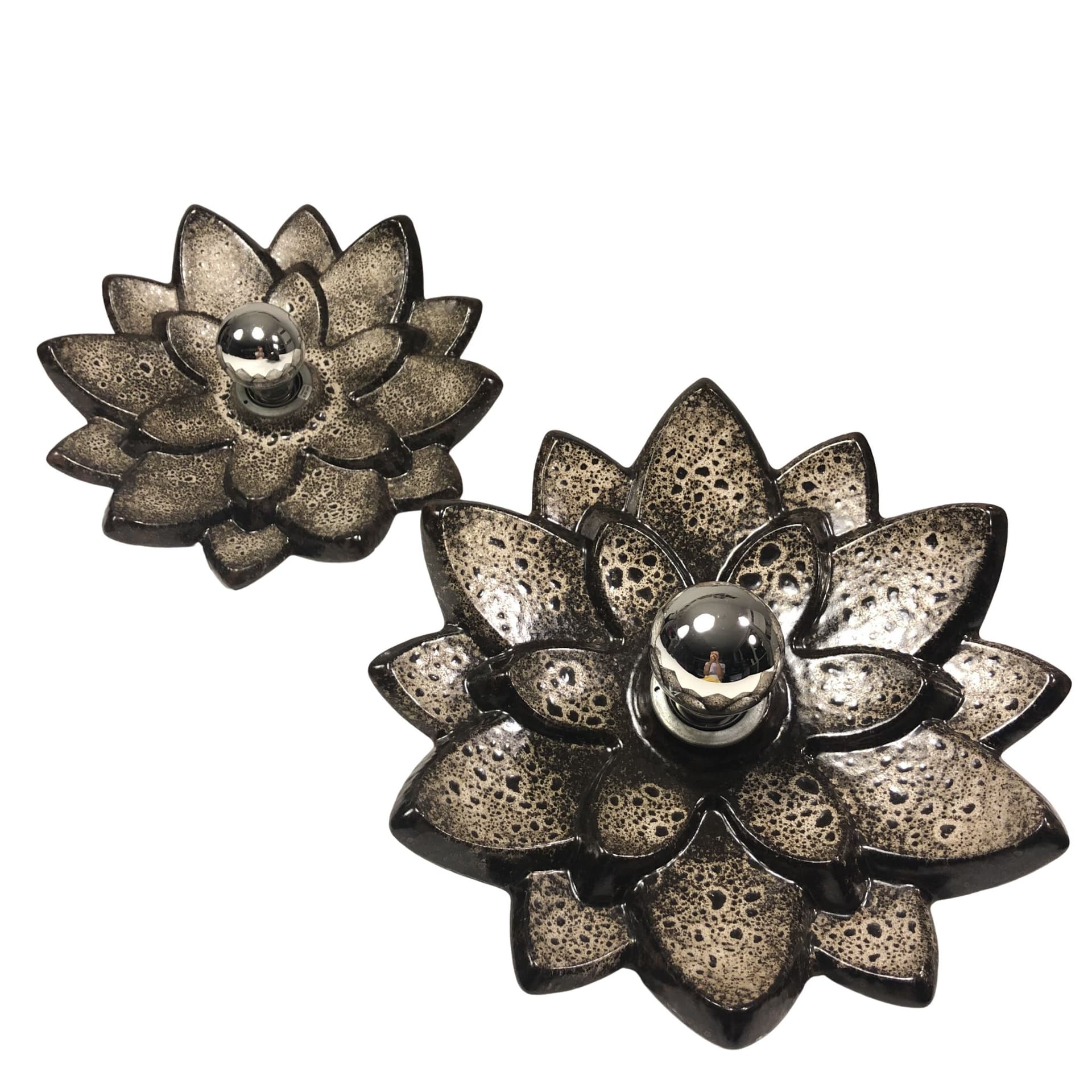 Ciemnobrązowe ceramiczne kinkiety ścienne PAN, Niemcy, lata 70.