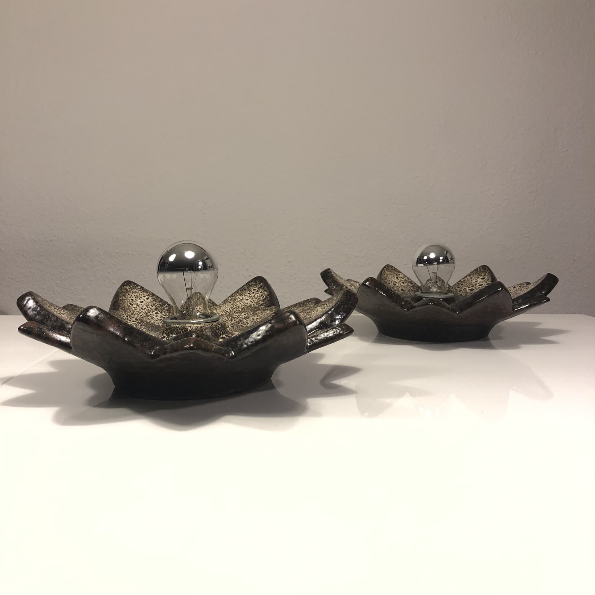 Ciemnobrązowe ceramiczne kinkiety ścienne PAN, Niemcy, lata 70. - 82302