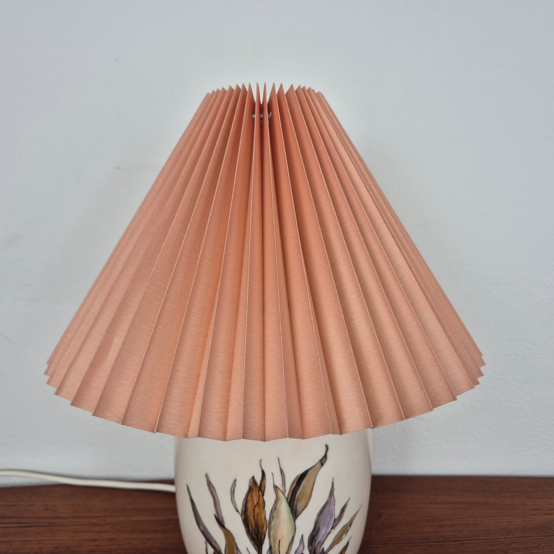 Porcelanowa lampa z plisowanym abażurem firmy Gerold, Niemcy, lata 90 - 82507