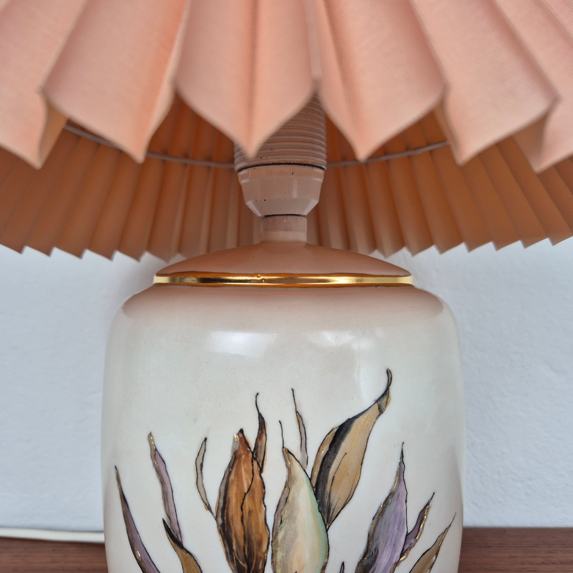 Porcelanowa lampa z plisowanym abażurem firmy Gerold, Niemcy, lata 90 - 82510