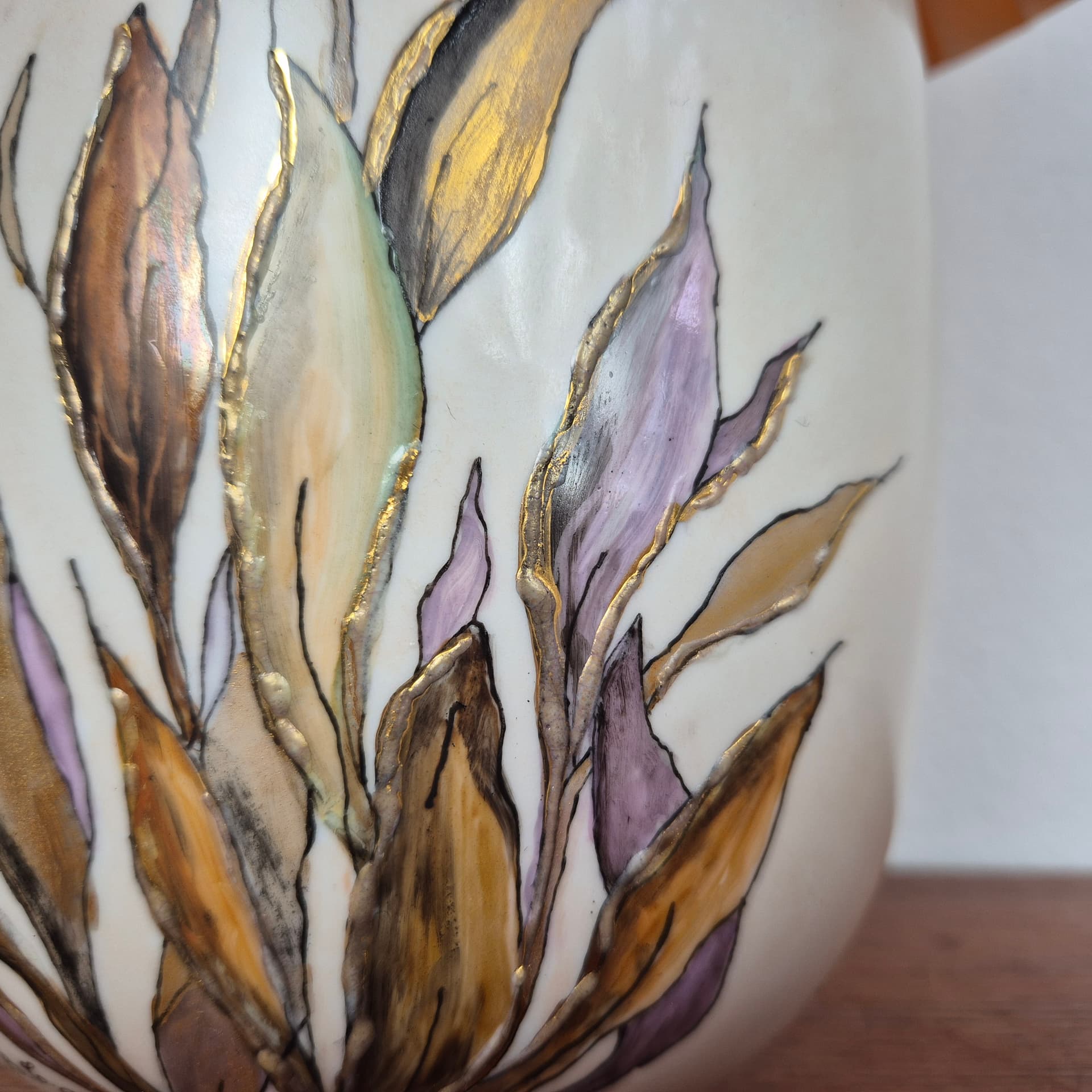 Porcelanowa lampa z plisowanym abażurem firmy Gerold, Niemcy, lata 90 - 82511