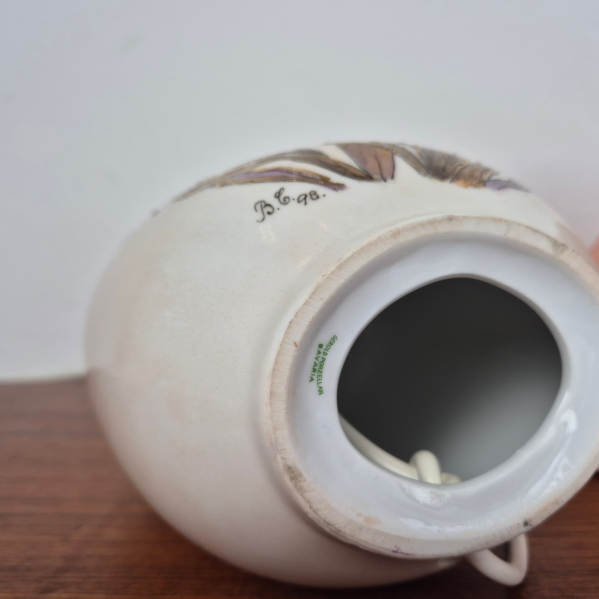 Porcelanowa lampa z plisowanym abażurem firmy Gerold, Niemcy, lata 90 - 82505