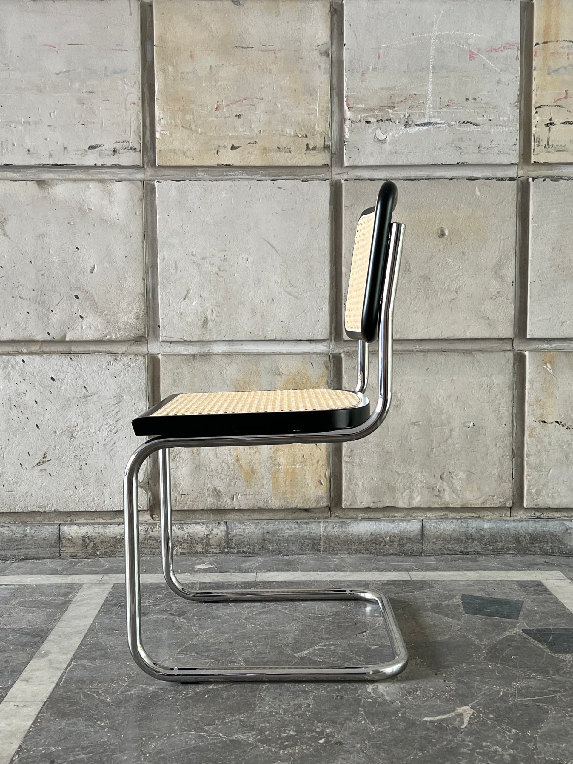 Krzesło z giętej stali wg proj. M.Breuer, Bauhaus, czarne - 124083