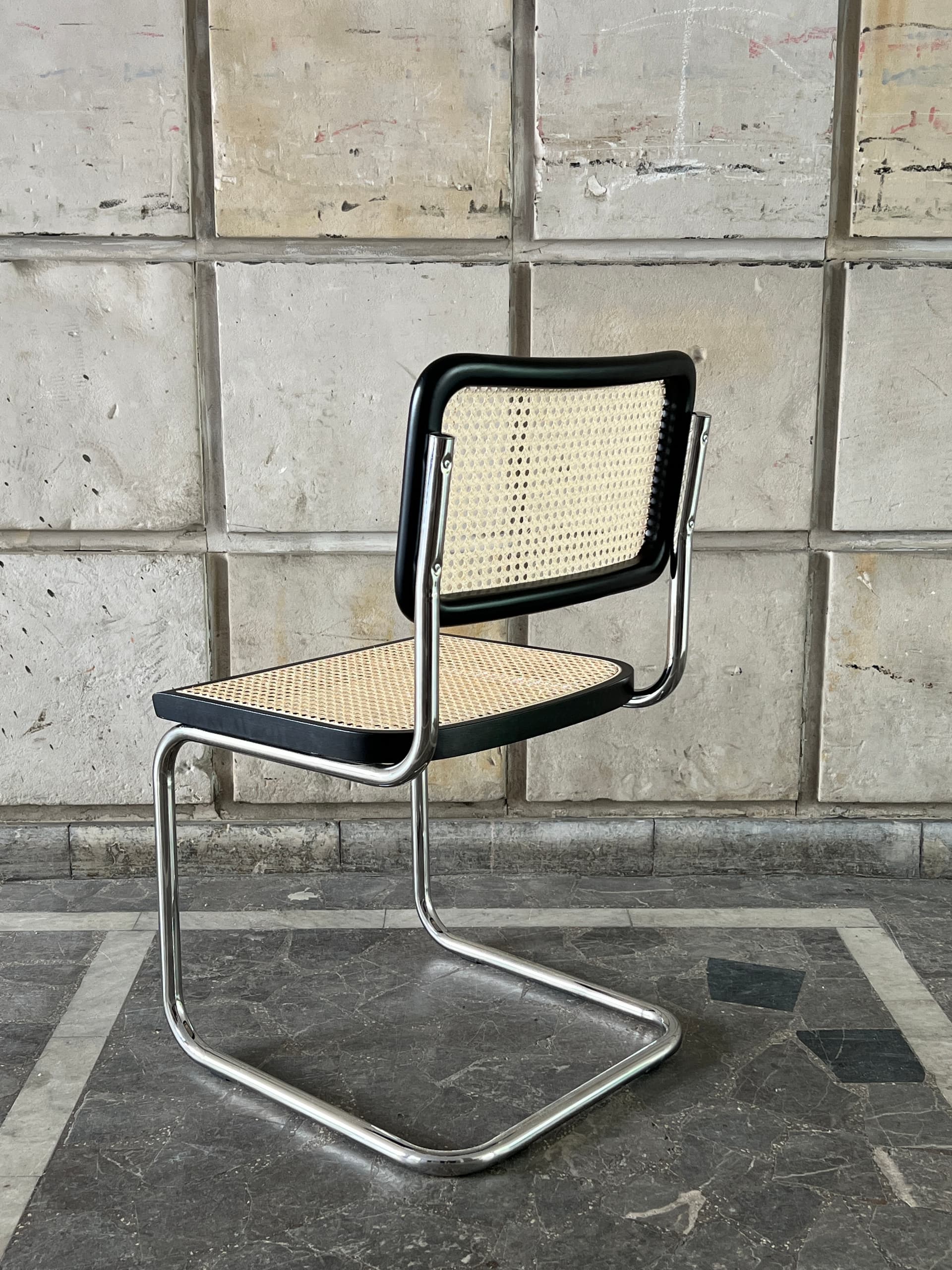 Krzesło z giętej stali wg proj. M.Breuer, Bauhaus, czarne - 124087