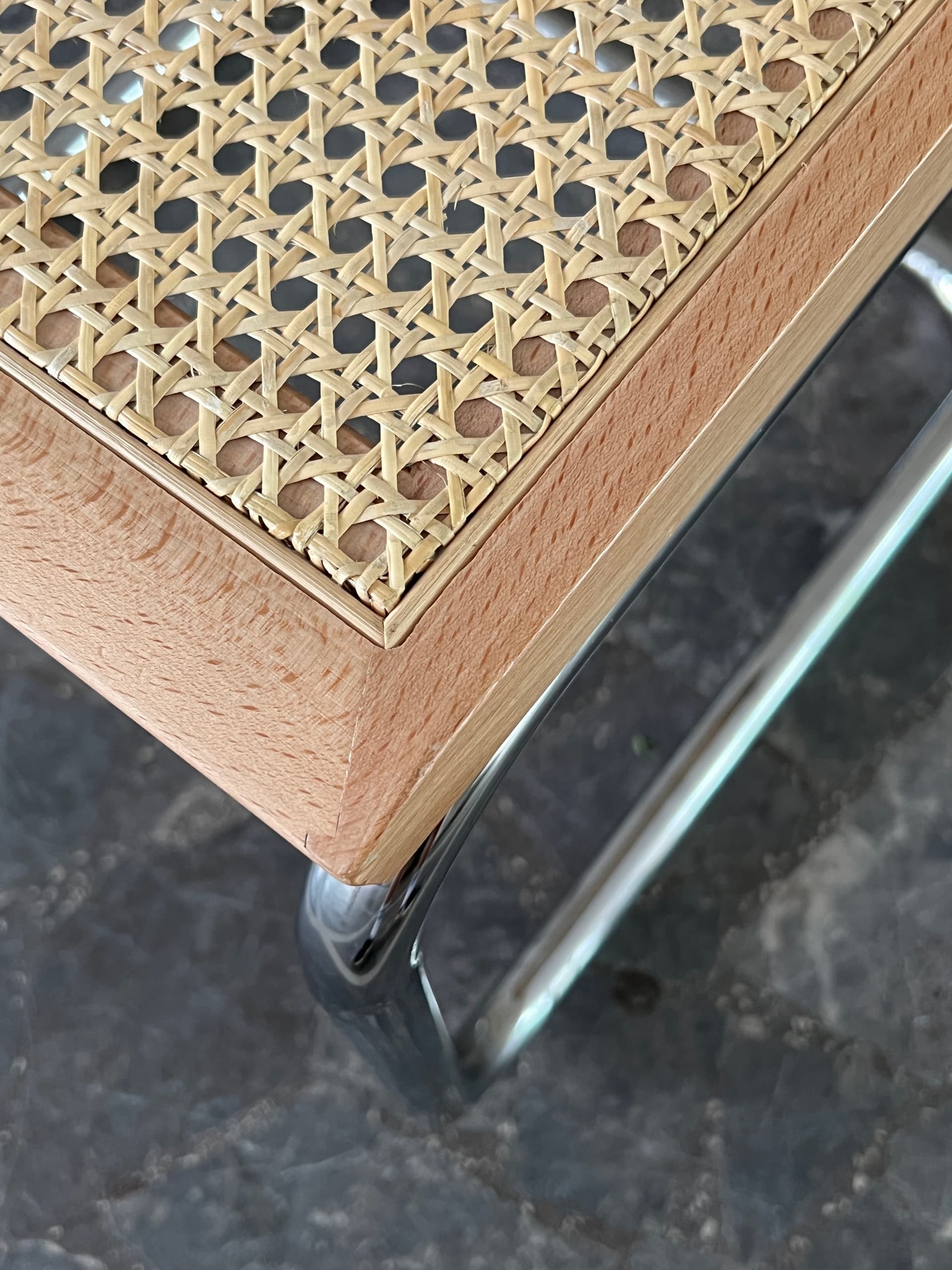 Krzesło z giętej stali wg proj. M.Breuer, Bauhaus, miodowe - 124075